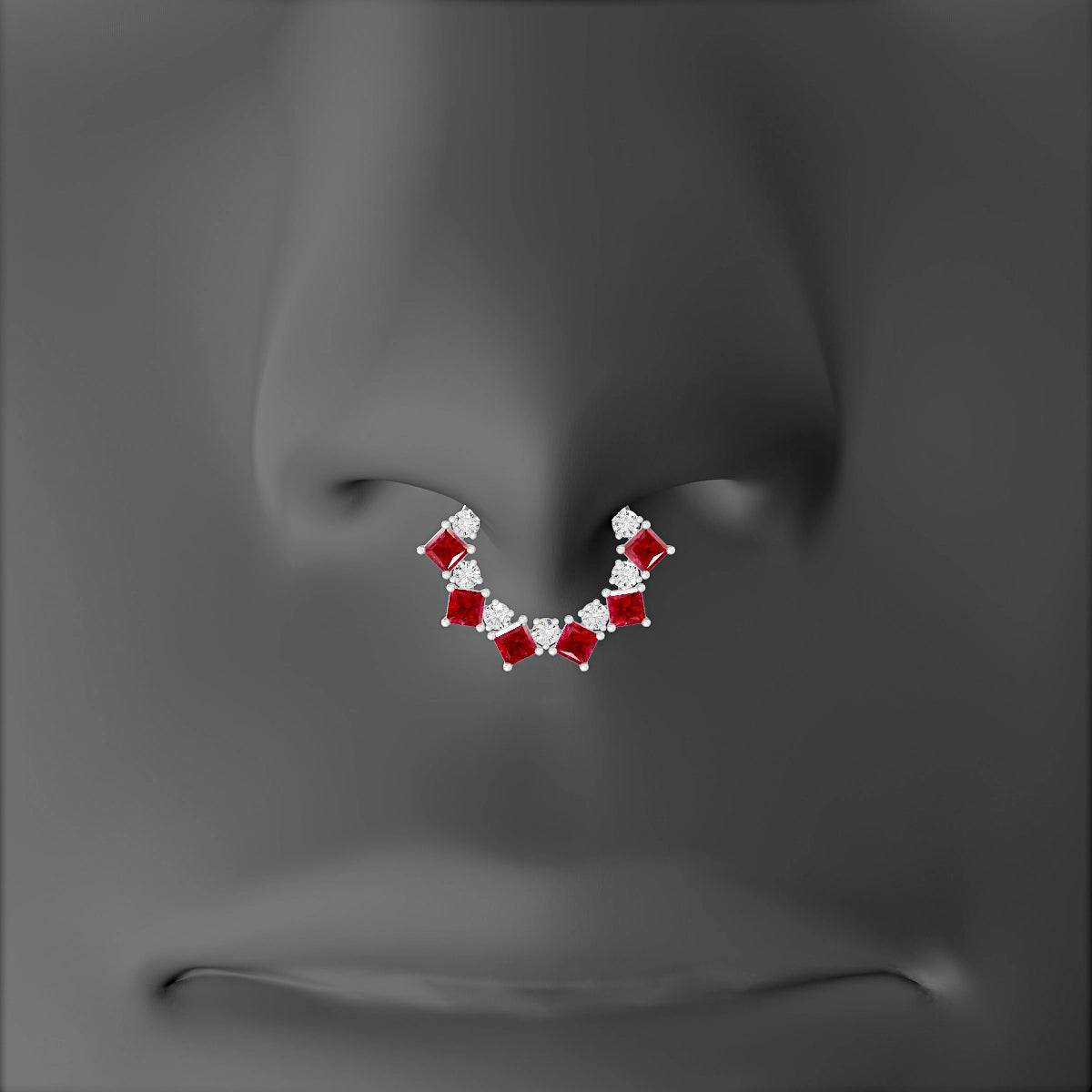 Ariana | 18k White Gold 8 mm Ruby & Diamond Septum Piercing