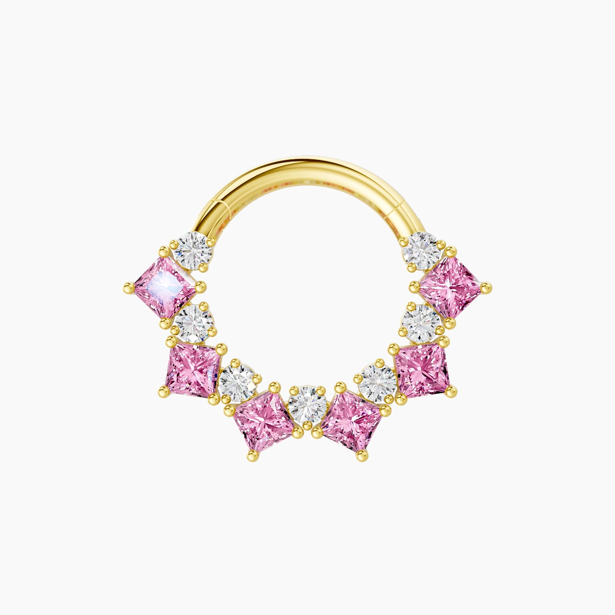 Ariana | 18k Yellow Gold 8 mm Pink Sapphire & Diamond Septum Piercing