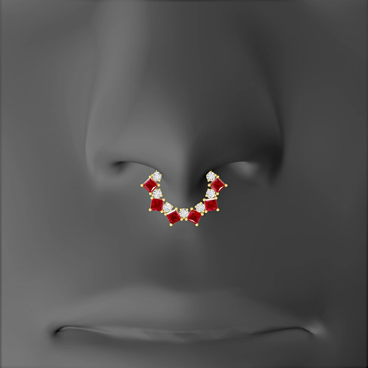 Ariana | 18k Yellow Gold 8 mm Ruby & Diamond Septum Piercing