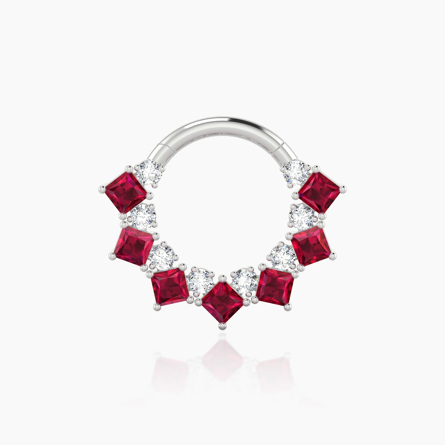 Ariana | 18k White Gold 8 mm Ruby & Diamond Septum Piercing