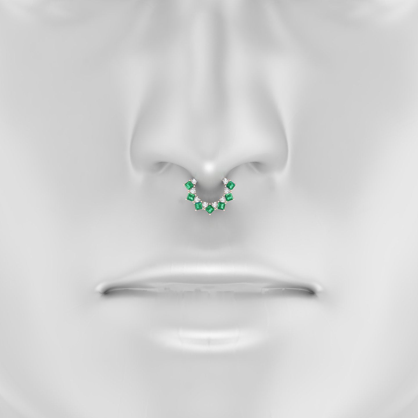 Ariana | 18k Rose Gold 8 mm Emerald & Diamond Septum Piercing