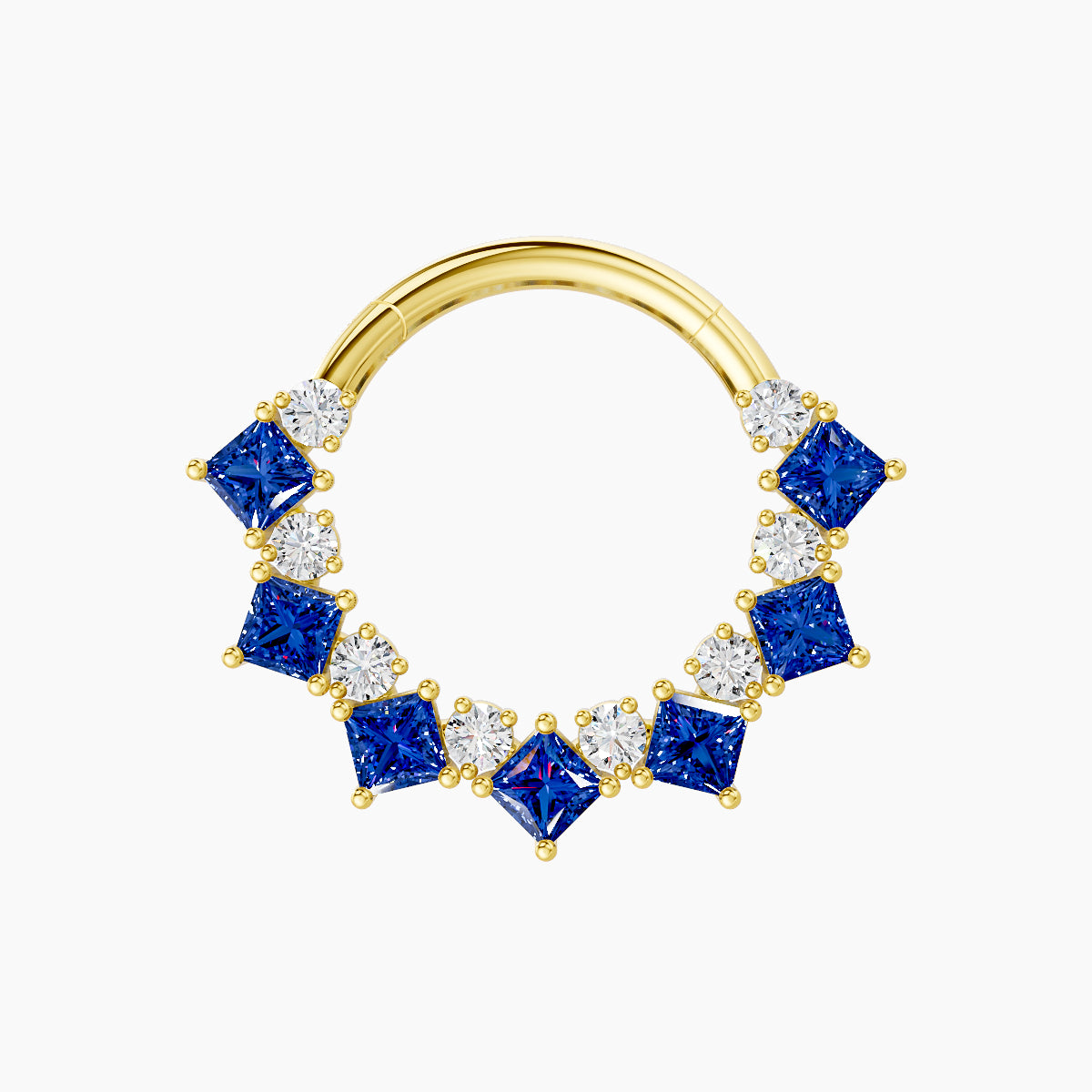 Ariana | 18k Yellow Gold 9.5 mm Sapphire & Diamond Daith Piercing