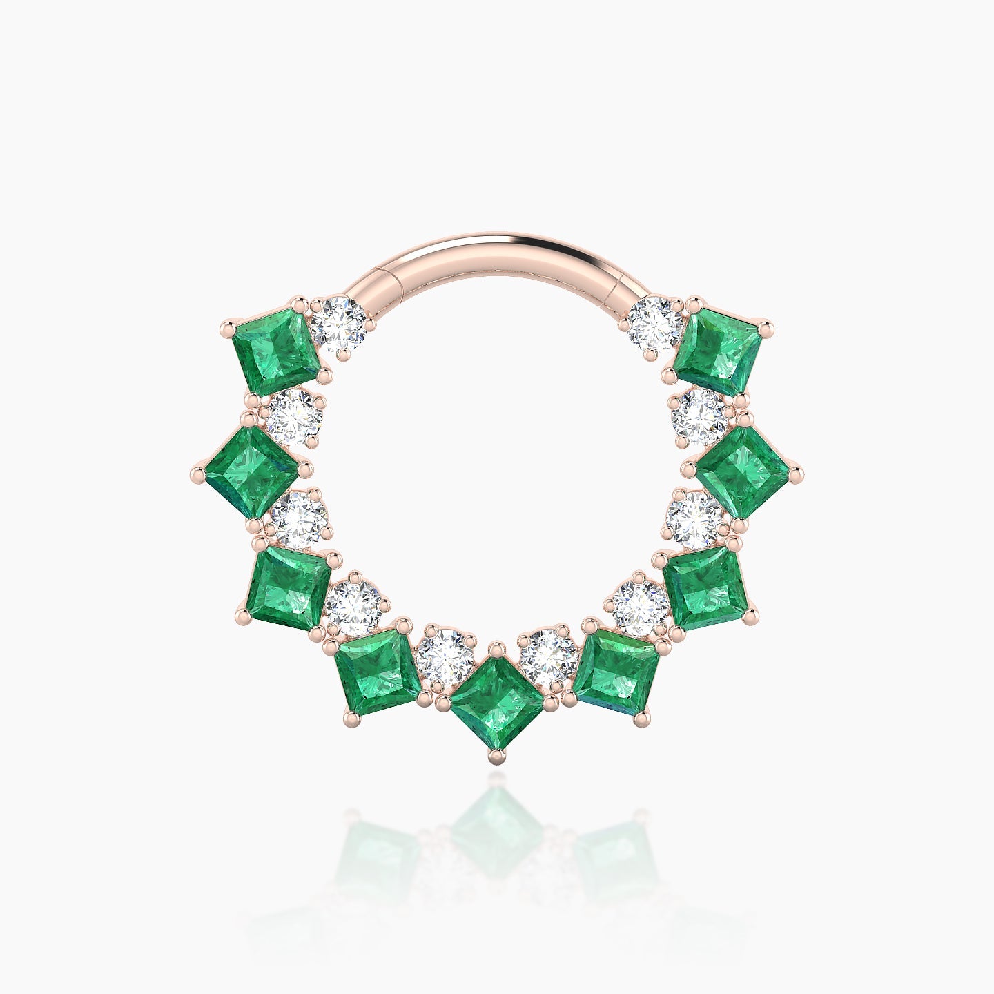Ariana | 18k Rose Gold 9.5 mm Emerald & Diamond Daith Piercing