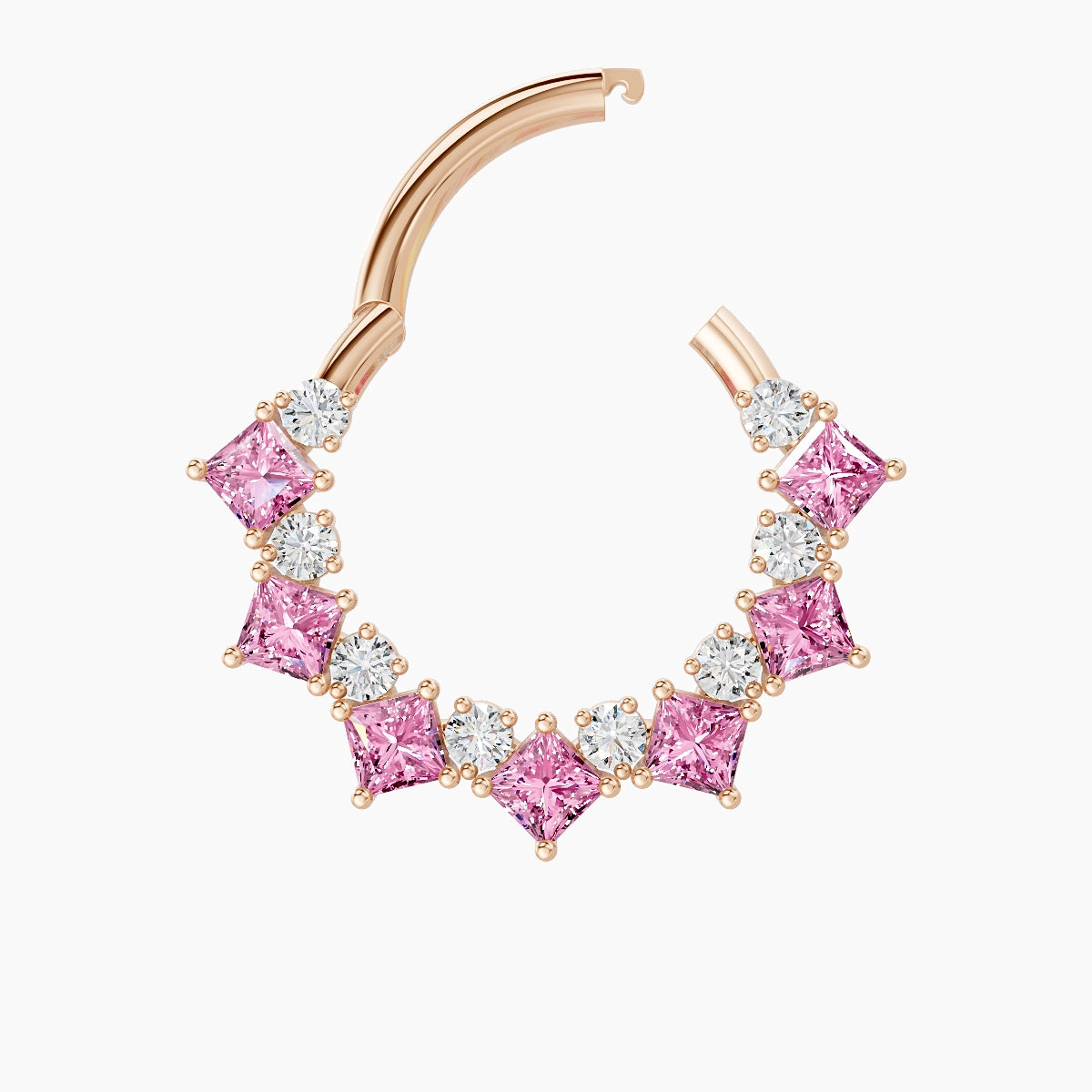Ariana | 18k Rose Gold 9.5 mm Pink Sapphire & Diamond Septum Piercing