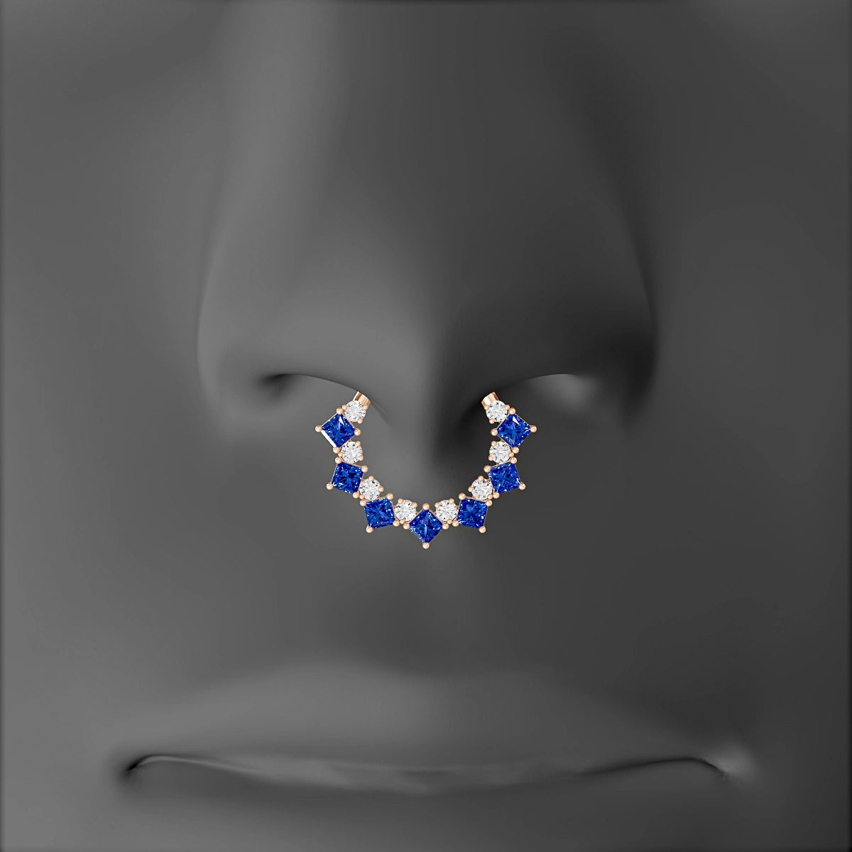 Ariana | 18k Rose Gold 9.5 mm Sapphire & Diamond Septum Piercing