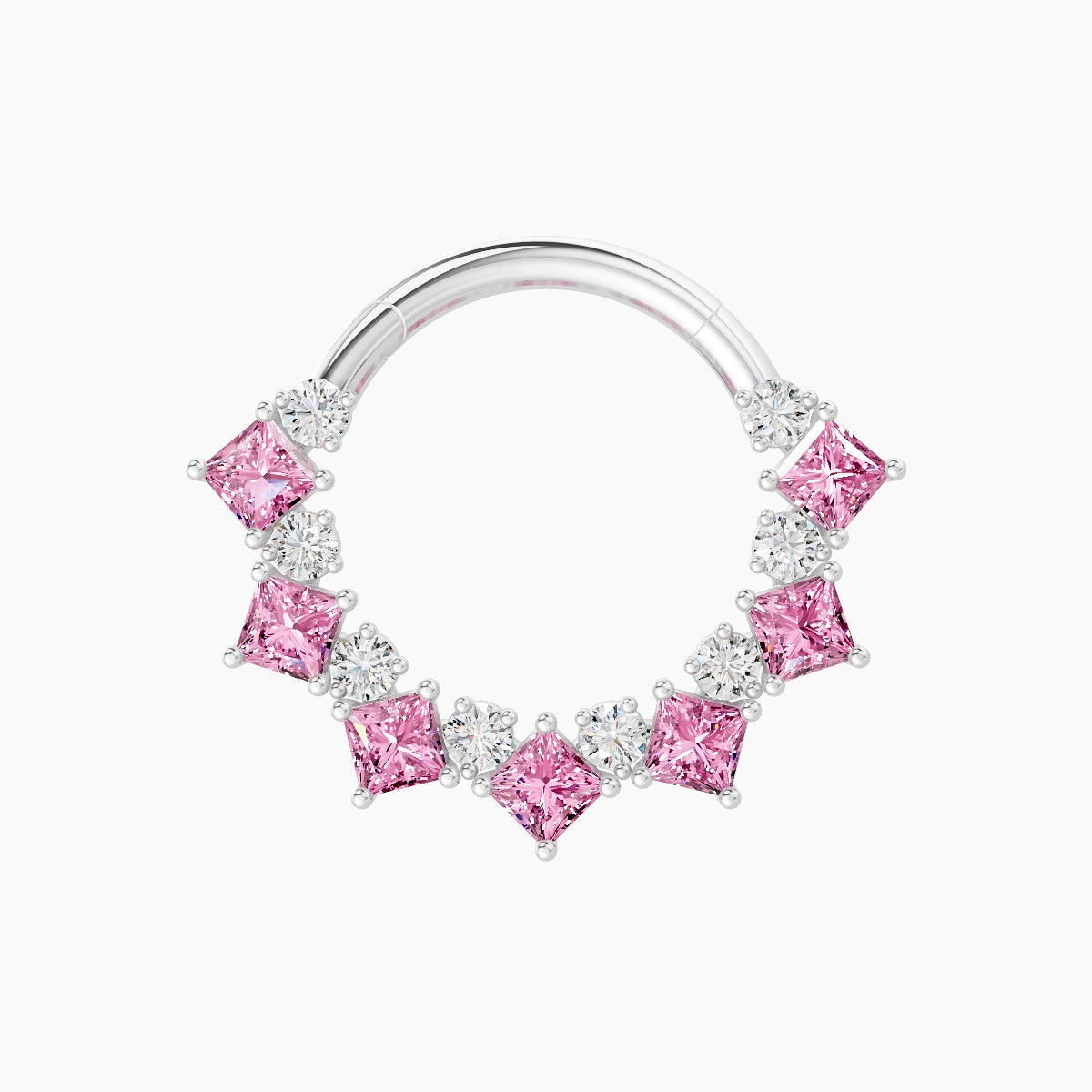 Ariana | 18k White Gold 9.5 mm Pink Sapphire & Diamond Septum Piercing