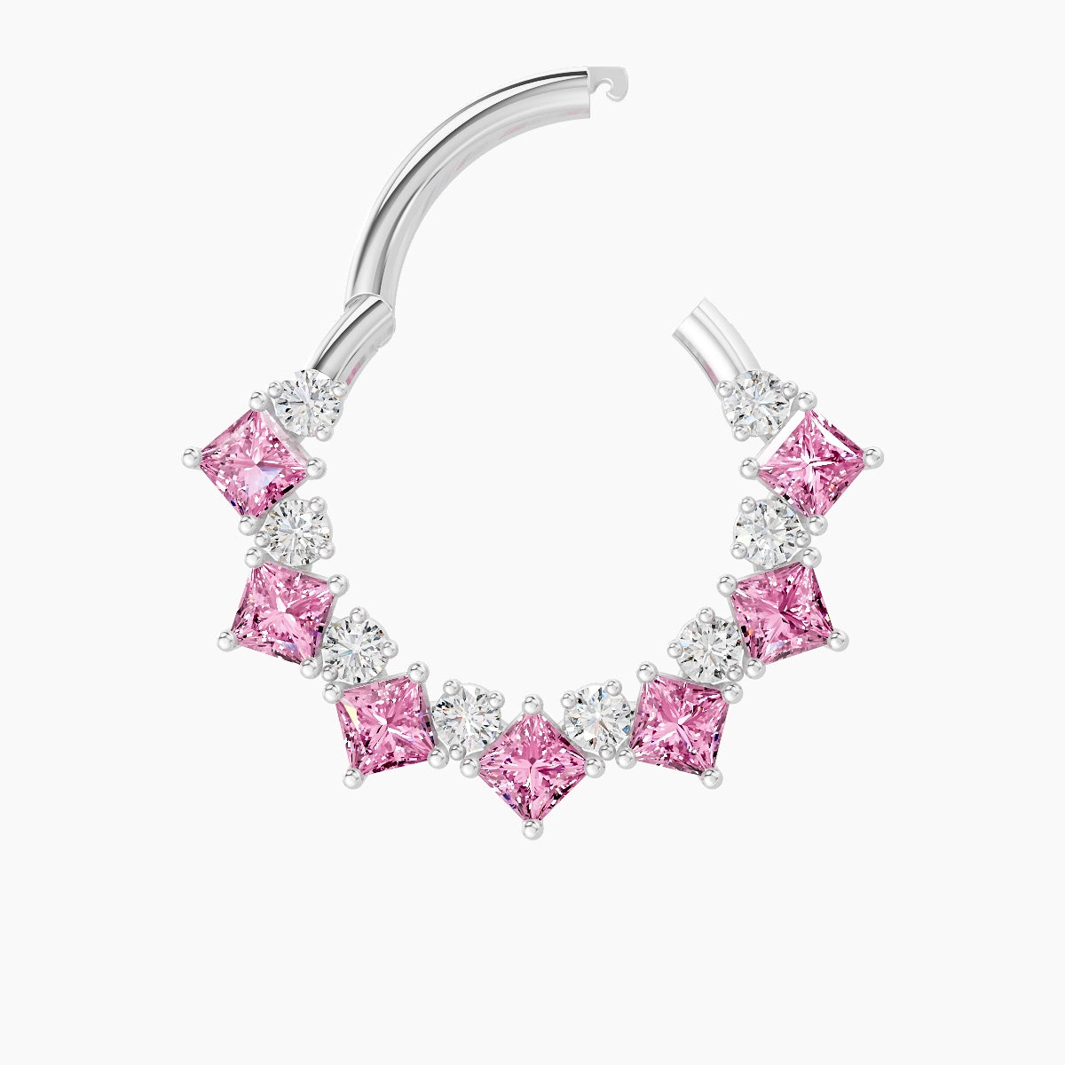 Ariana | 18k White Gold 9.5 mm Pink Sapphire & Diamond Septum Piercing