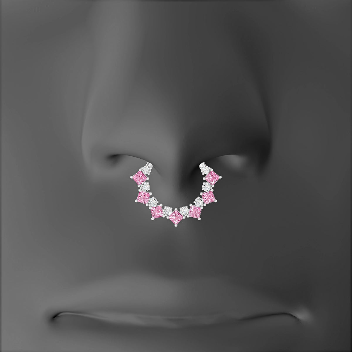 Ariana | 18k White Gold 9.5 mm Pink Sapphire & Diamond Septum Piercing