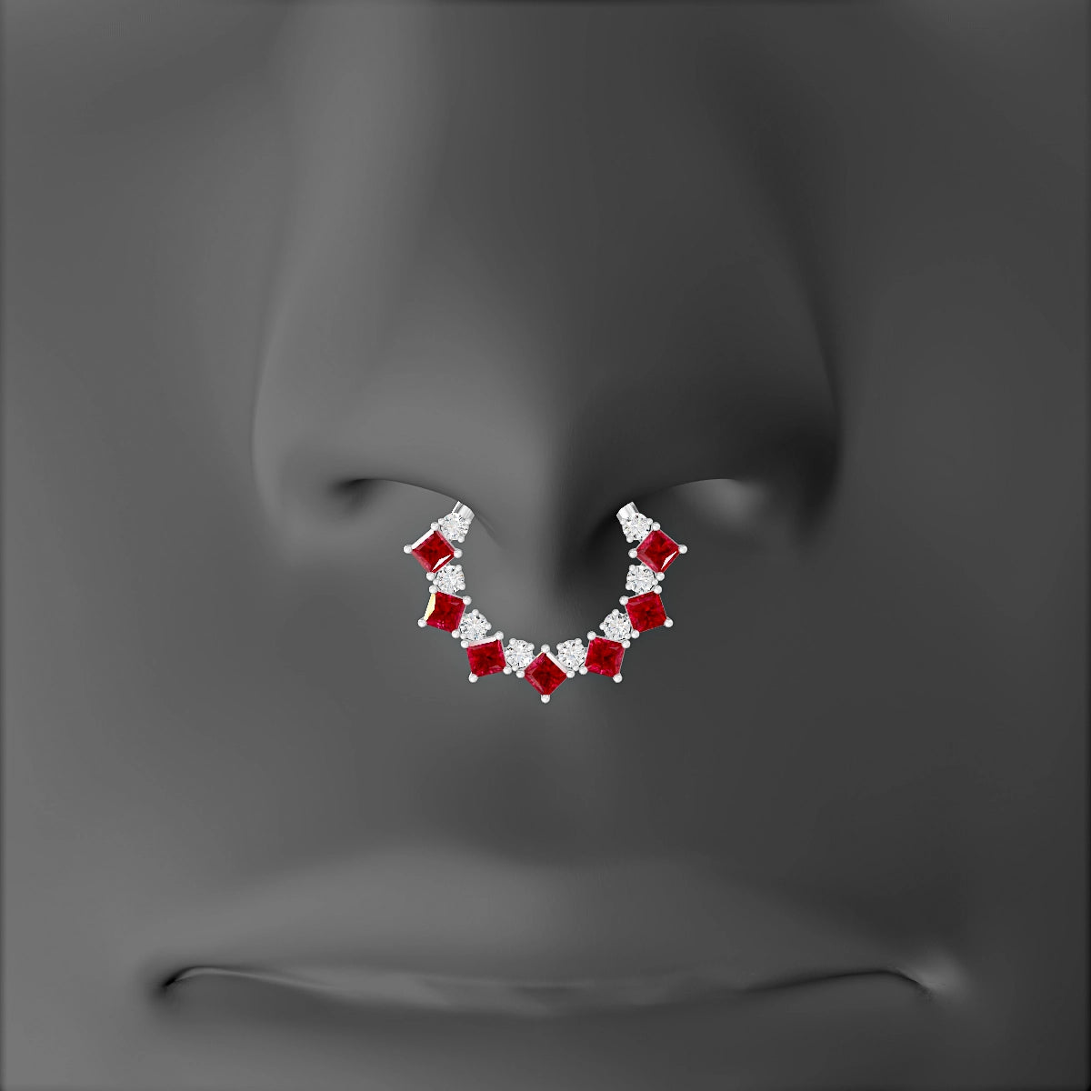 Ariana | 18k White Gold 9.5 mm Ruby & Diamond Septum Piercing