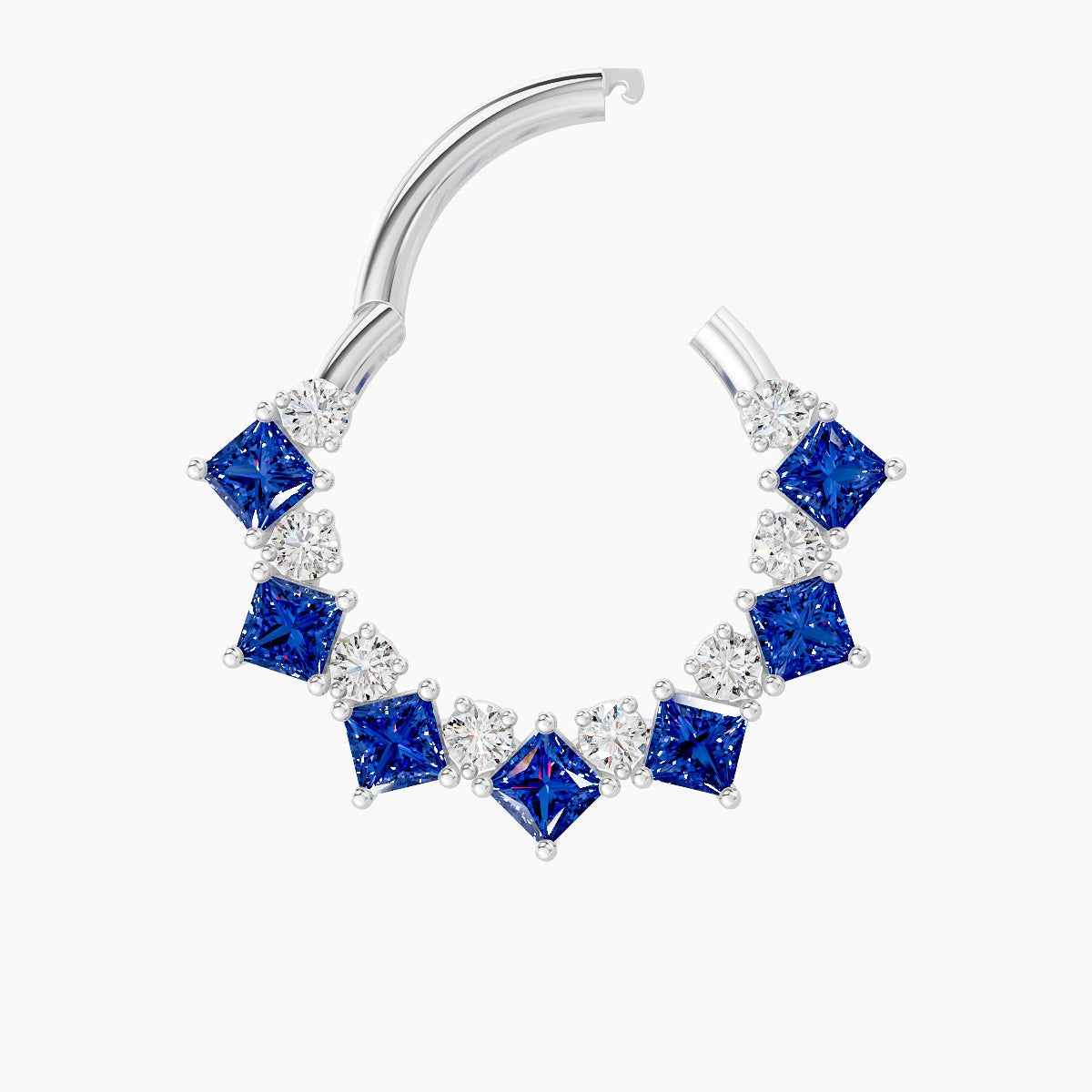 Ariana | 18k White Gold 9.5 mm Sapphire & Diamond Septum Piercing