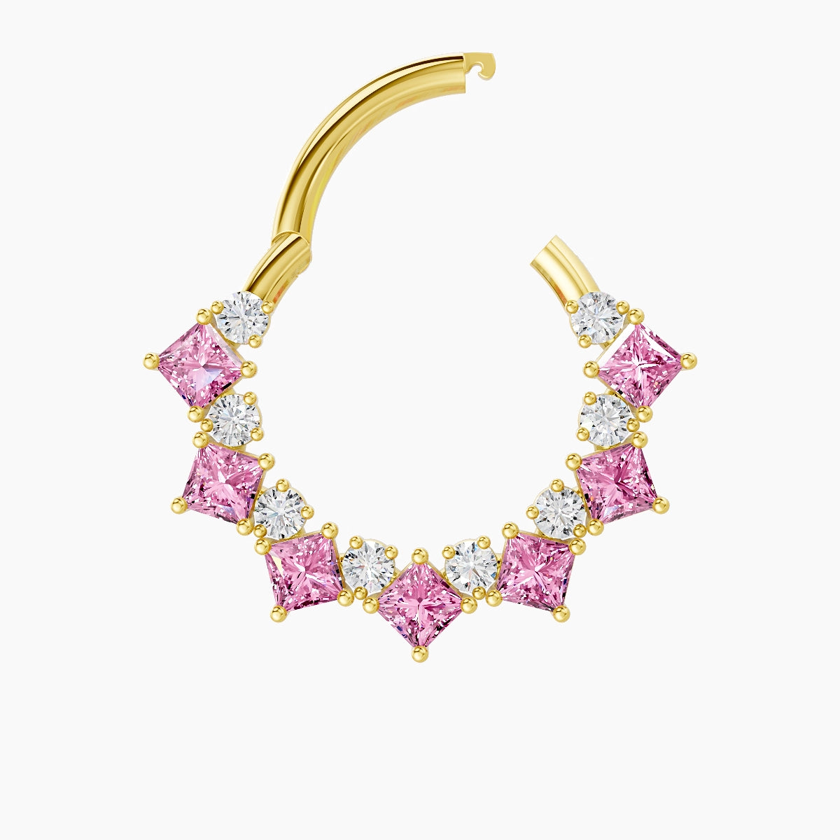 Ariana | 18k Yellow Gold 9.5 mm Pink Sapphire & Diamond Septum Piercing
