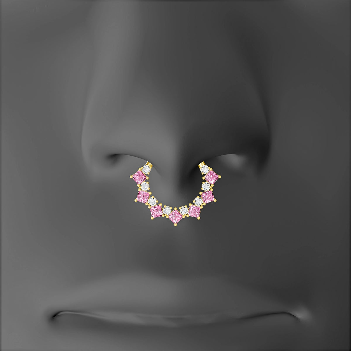 Ariana | 18k Yellow Gold 9.5 mm Pink Sapphire & Diamond Septum Piercing