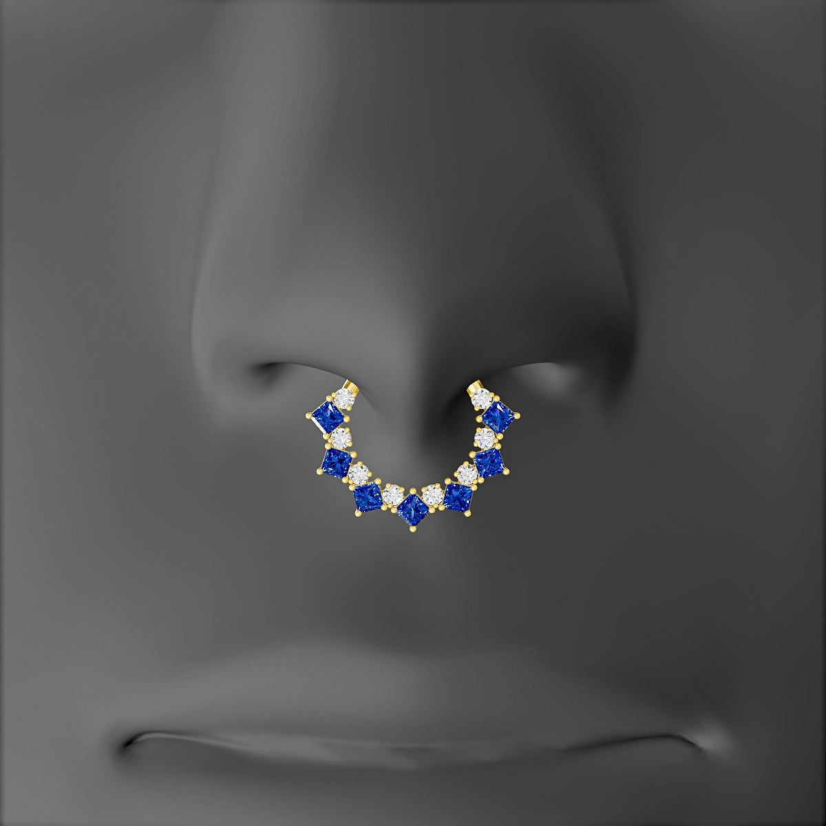 Ariana | 18k Yellow Gold 9.5 mm Sapphire & Diamond Septum Piercing