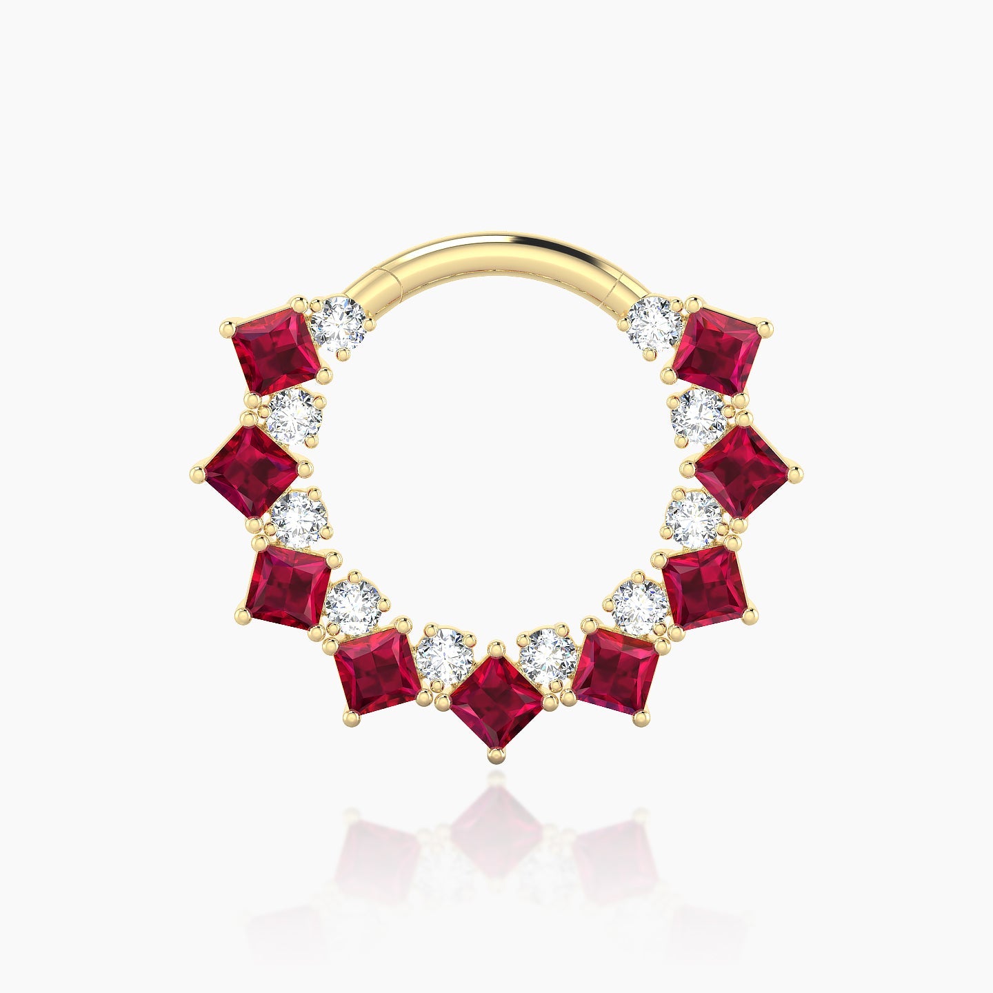 Ariana | 18k Yellow Gold 9.5 mm Ruby & Diamond Septum Piercing