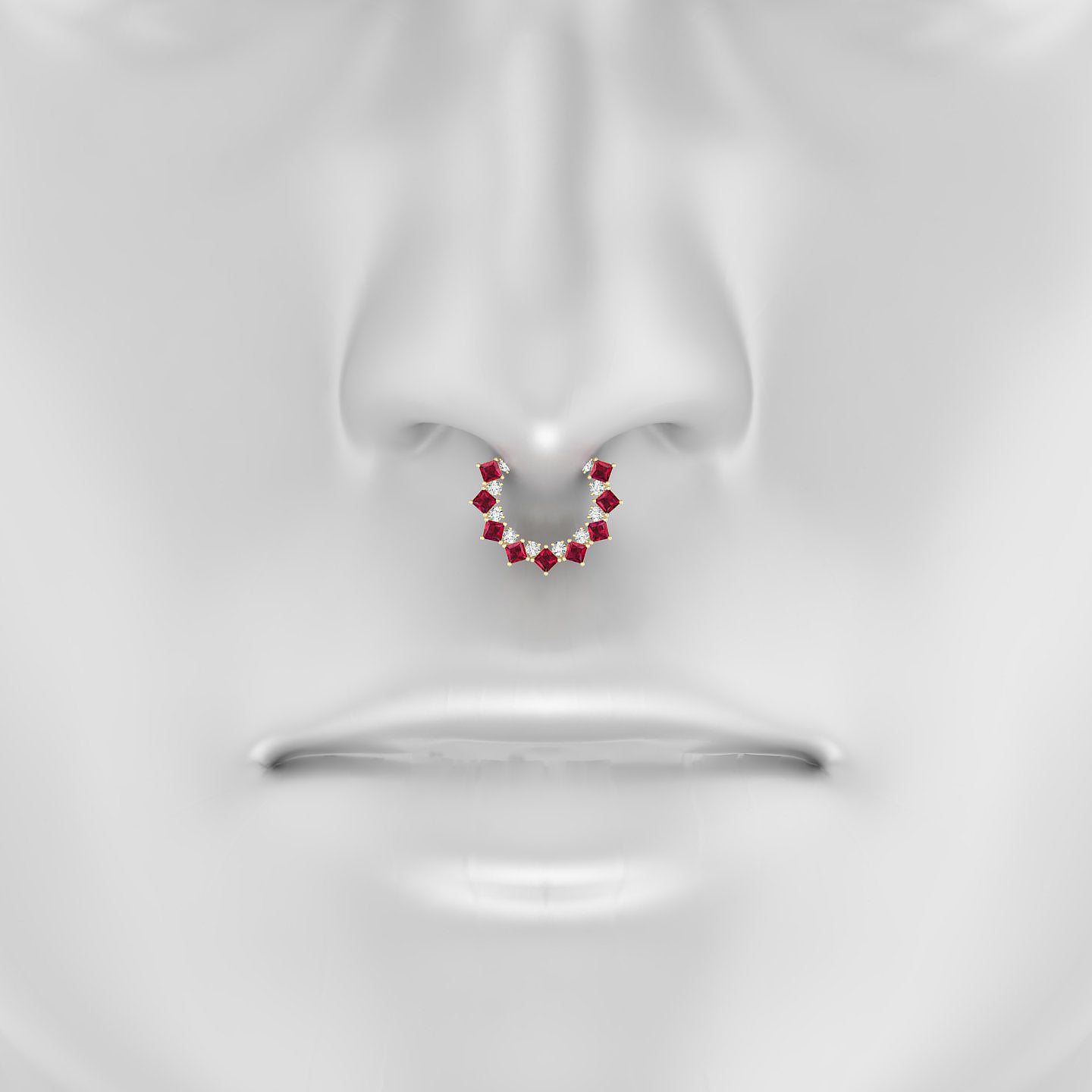 Ariana | 18k Yellow Gold 9.5 mm Ruby & Diamond Septum Piercing