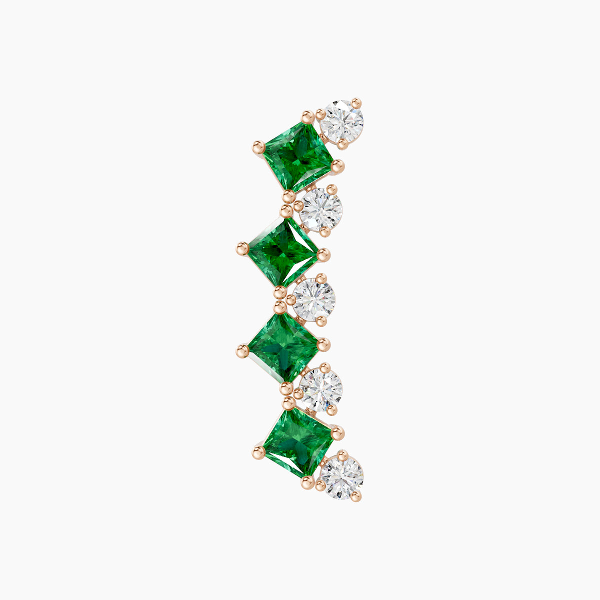 Ariana L | 18k Rose Gold 5 mm 14.5 mm Emerald & Diamond Piercing