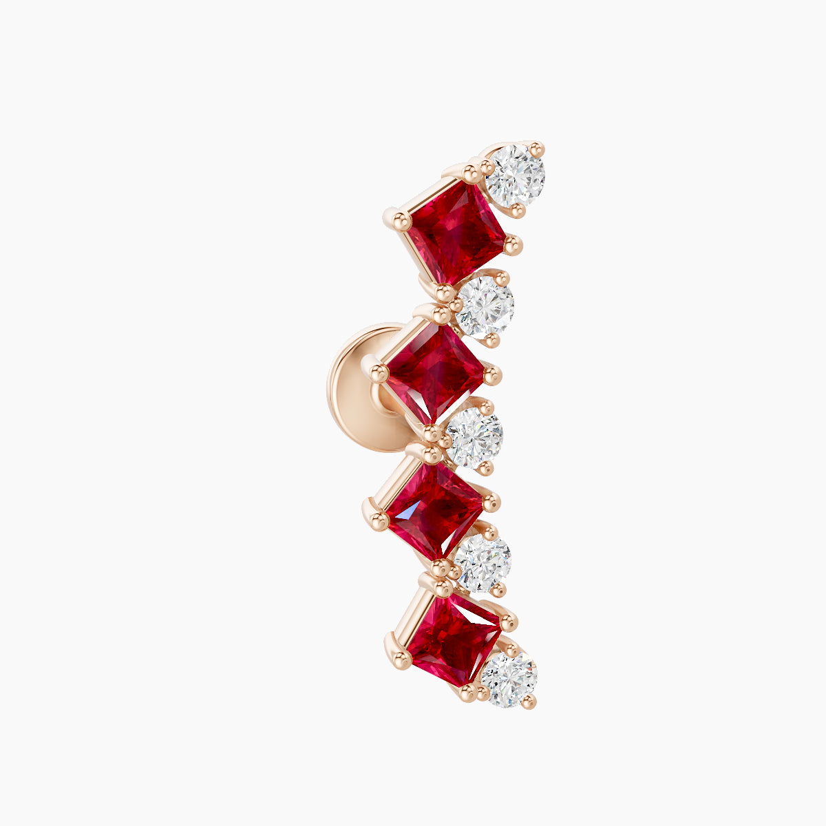 Ariana L | 18k Rose Gold 5 mm 14.5 mm Ruby & Diamond Piercing