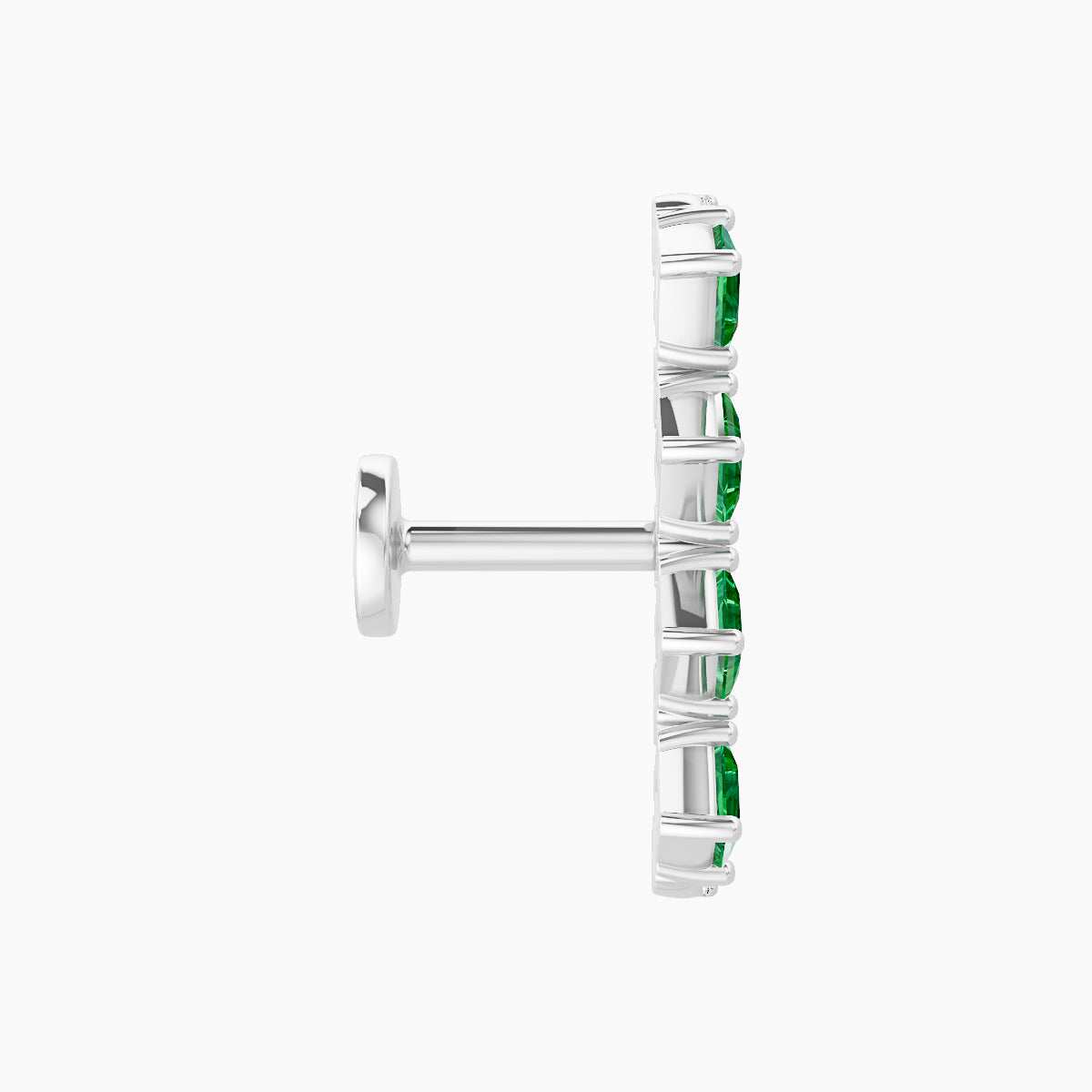 Ariana L | 18k White Gold 5 mm 14.5 mm Emerald & Diamond Piercing
