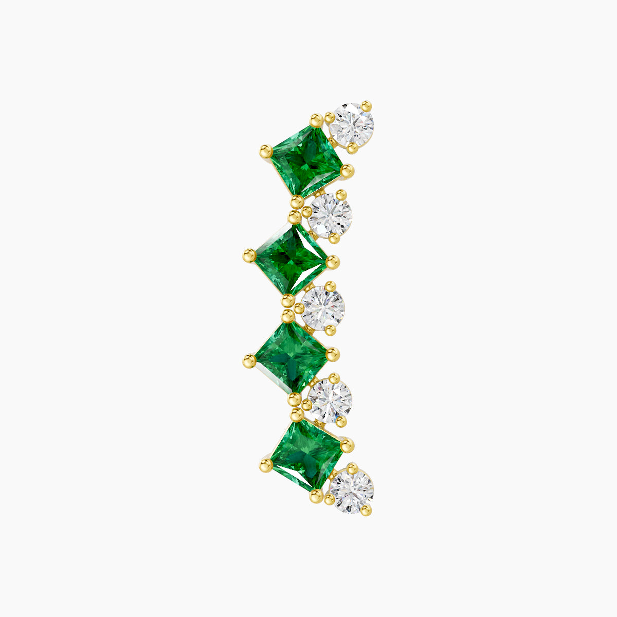 Ariana L | 18k Yellow Gold 5 mm 14.5 mm Emerald & Diamond Piercing
