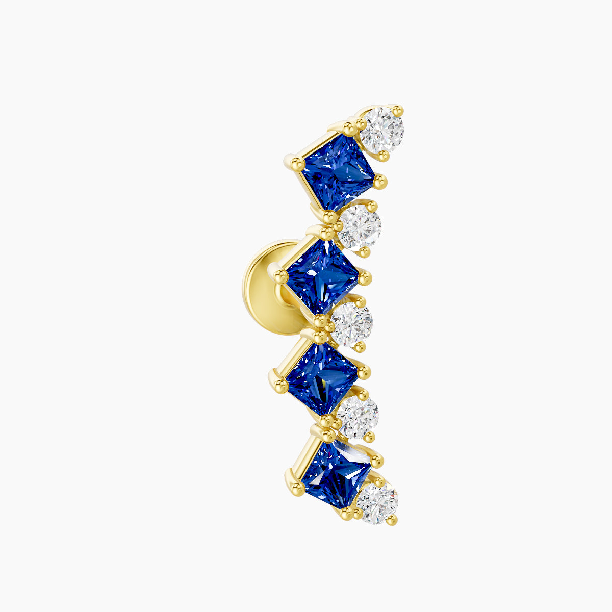 Ariana L | 18k Yellow Gold 5 mm 14.5 mm Sapphire & Diamond Piercing