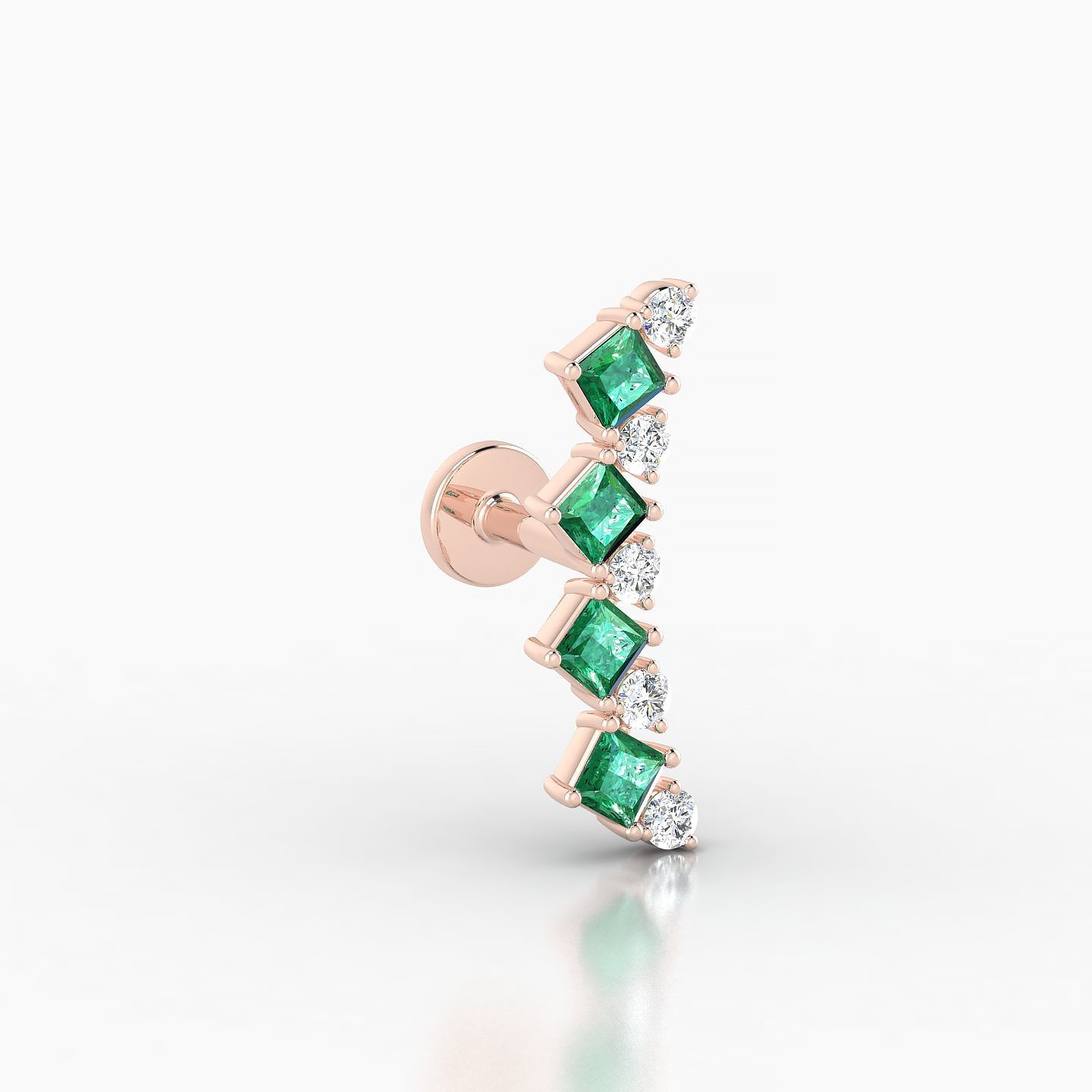 Ariana L | 18k Rose Gold 5 mm 14.5 mm Emerald & Diamond Piercing