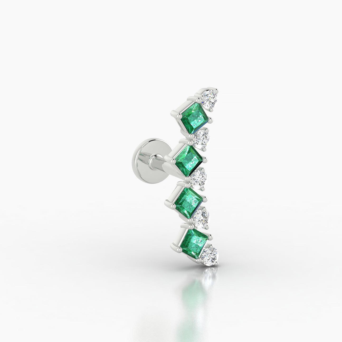 Ariana L | 18k White Gold 5 mm 14.5 mm Emerald & Diamond Piercing