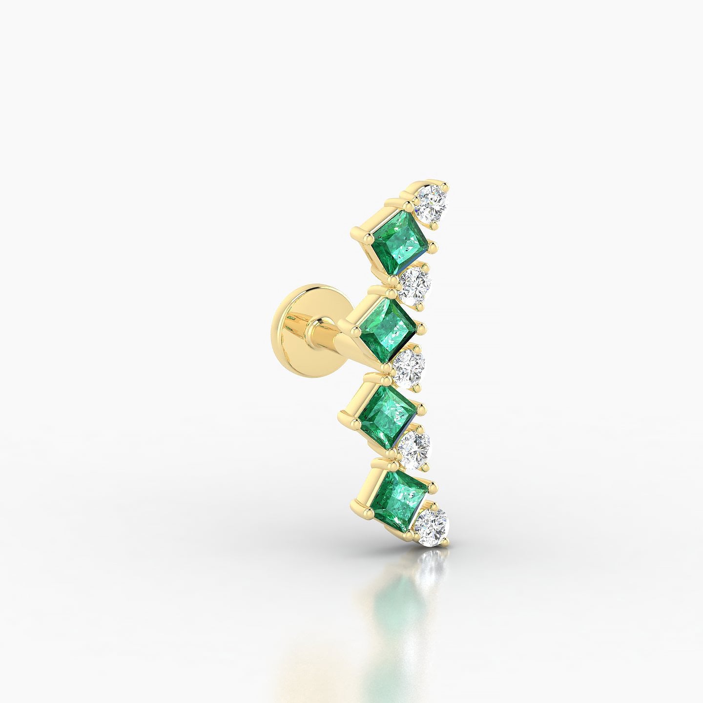 Ariana L | 18k Yellow Gold 5 mm 14.5 mm Emerald & Diamond Piercing