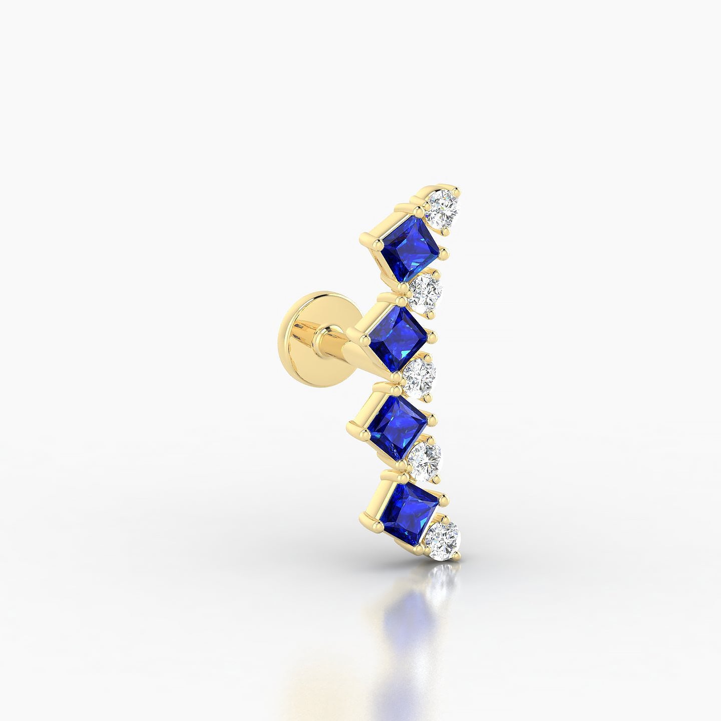 Ariana L | 18k Yellow Gold 5 mm 14.5 mm Sapphire & Diamond Piercing