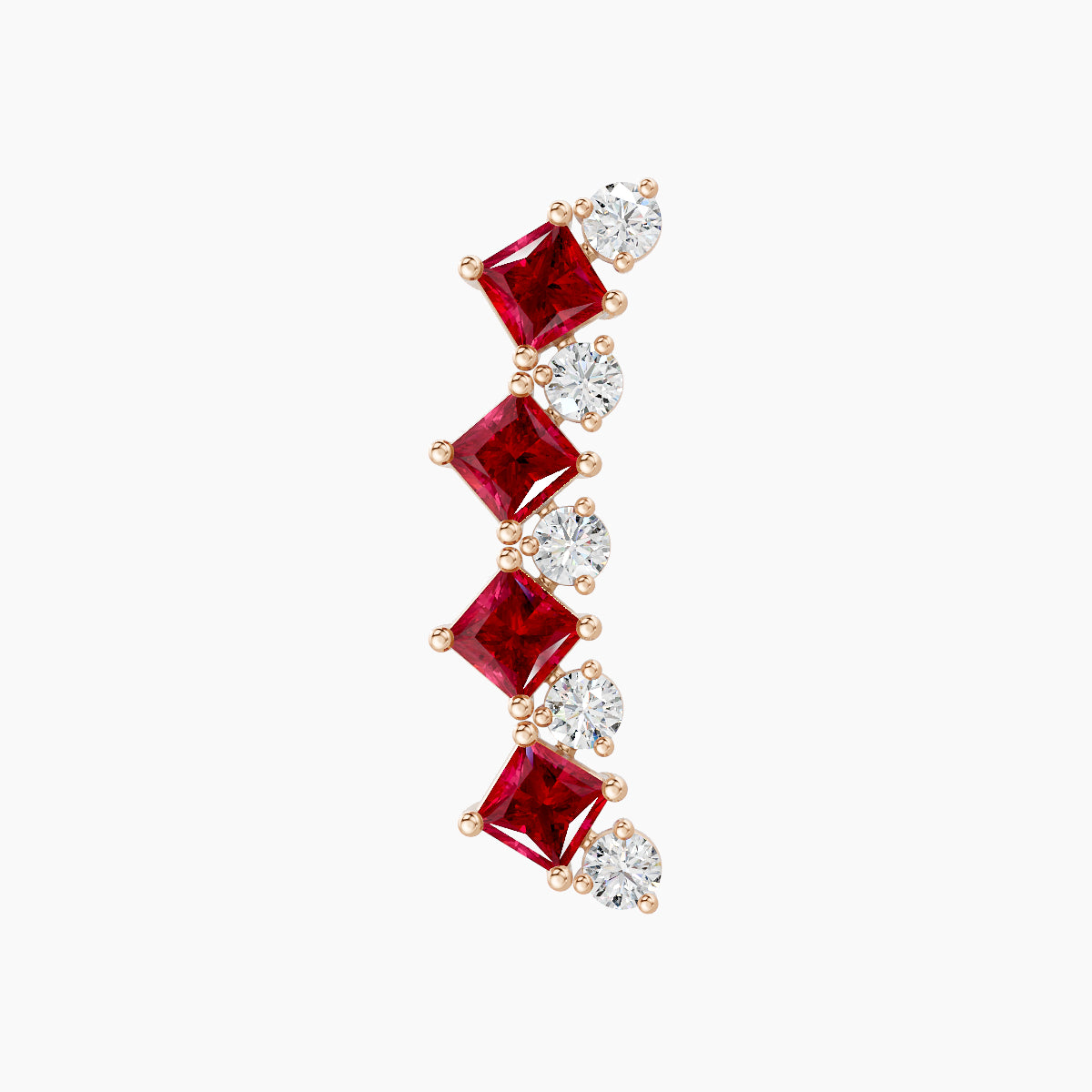 Ariana L | 18k Rose Gold 6.5 mm 14.5 mm Ruby & Diamond Piercing