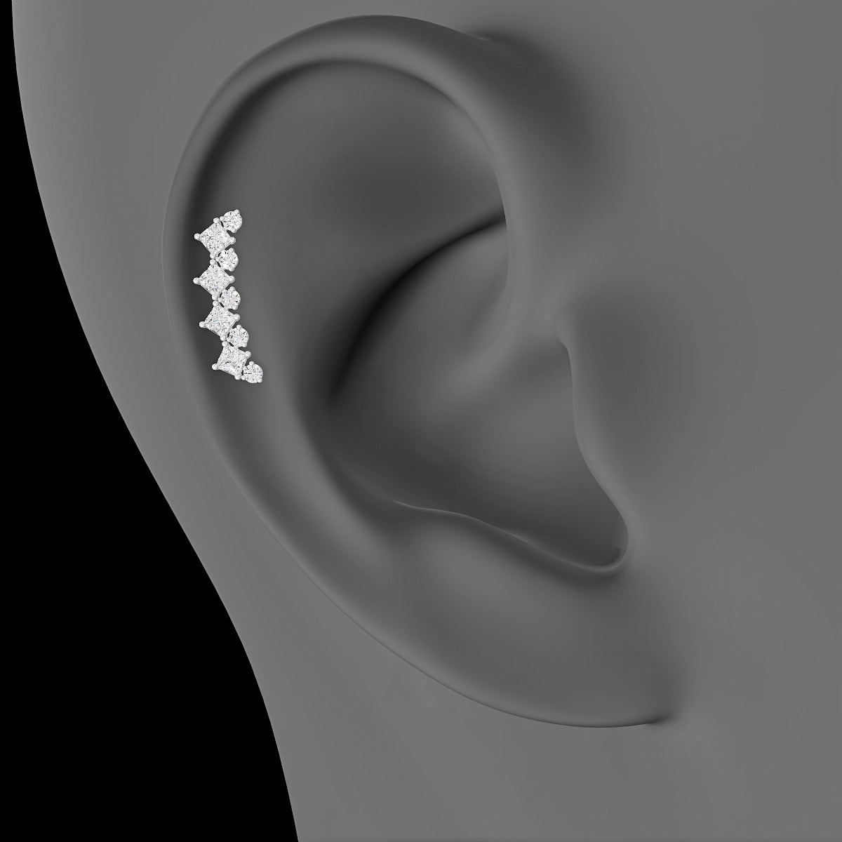 Ariana L | 18k White Gold 14.5 mm 6.5 mm Diamond Piercing