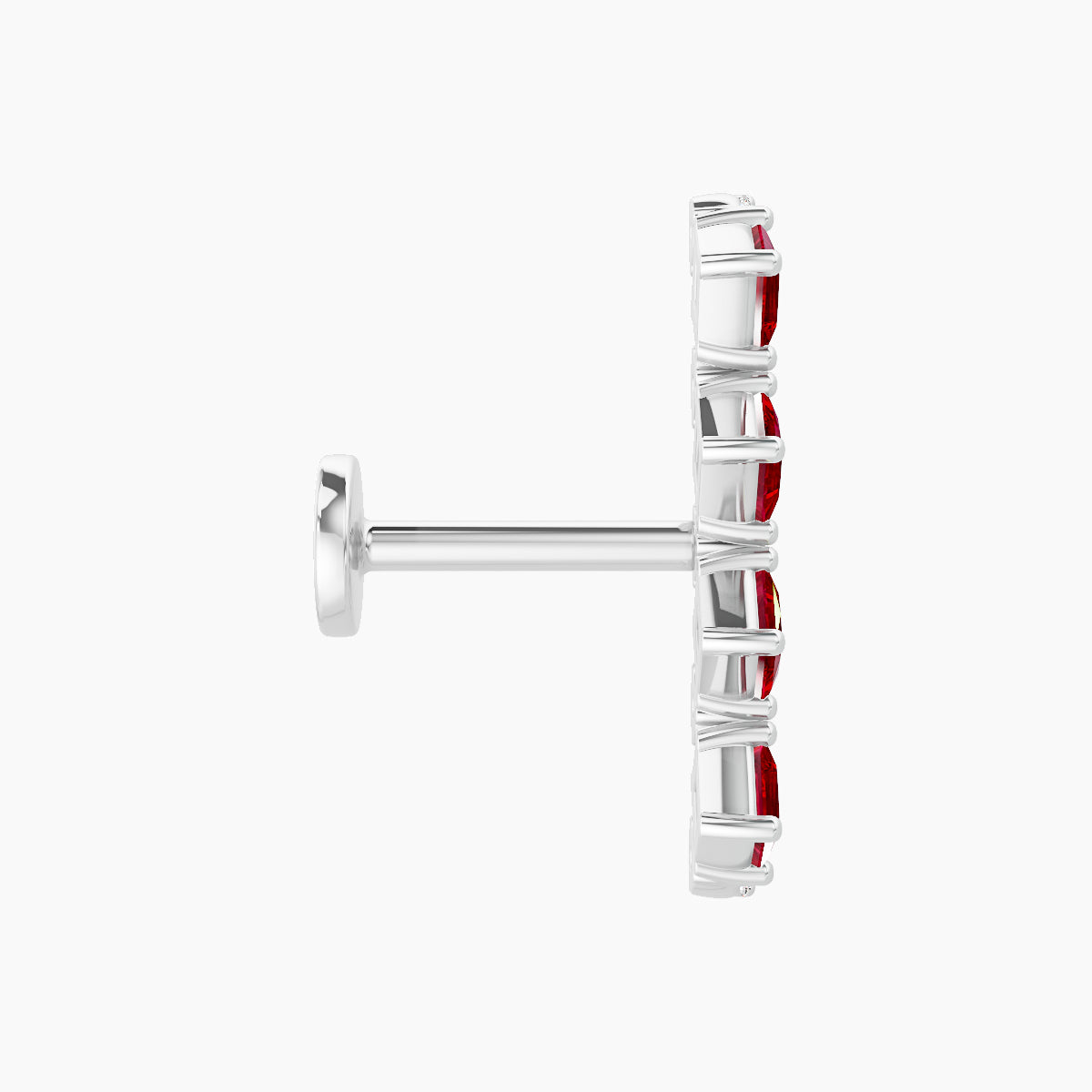 Ariana L | 18k White Gold 6.5 mm 14.5 mm Ruby & Diamond Piercing