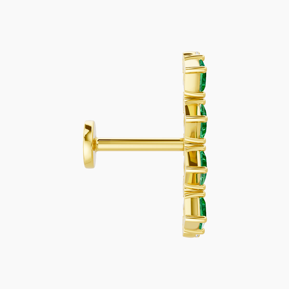 Ariana L | 18k Yellow Gold 6.5 mm 14.5 mm Emerald & Diamond Piercing