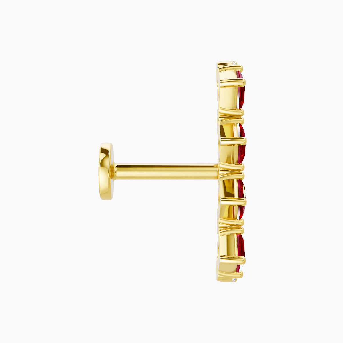 Ariana L | 18k Yellow Gold 6.5 mm 14.5 mm Ruby & Diamond Piercing