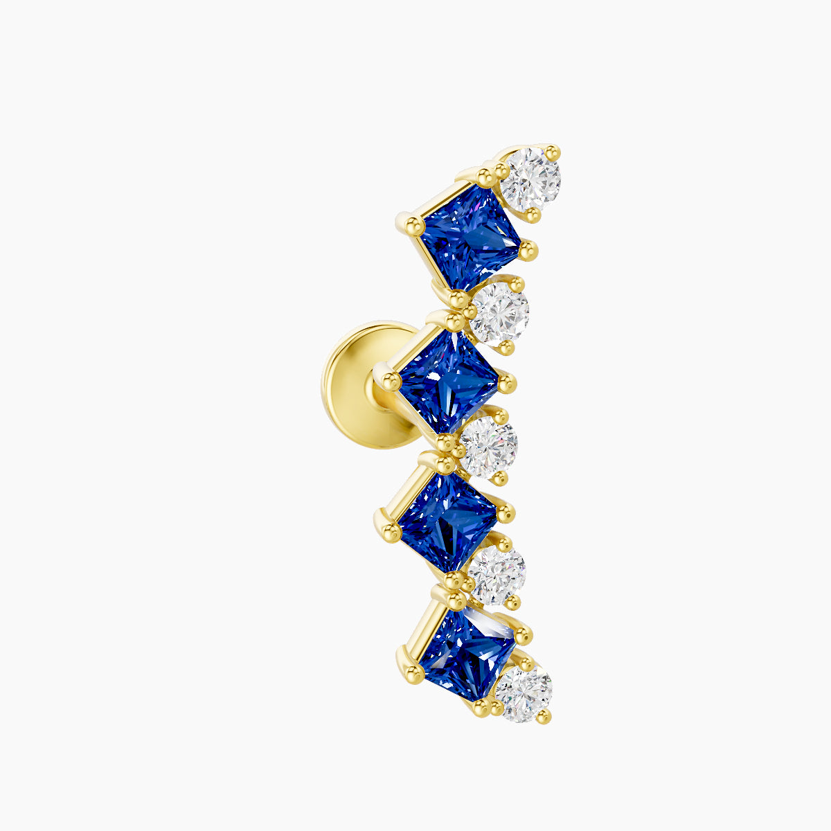 Ariana L | 18k Yellow Gold 6.5 mm 14.5 mm Sapphire & Diamond Piercing