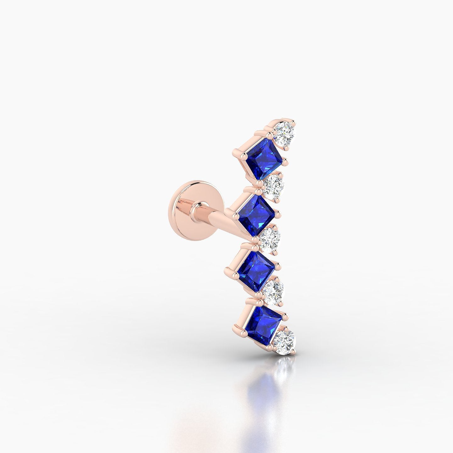 Ariana L | 18k Rose Gold 6.5 mm 14.5 mm Sapphire & Diamond Piercing