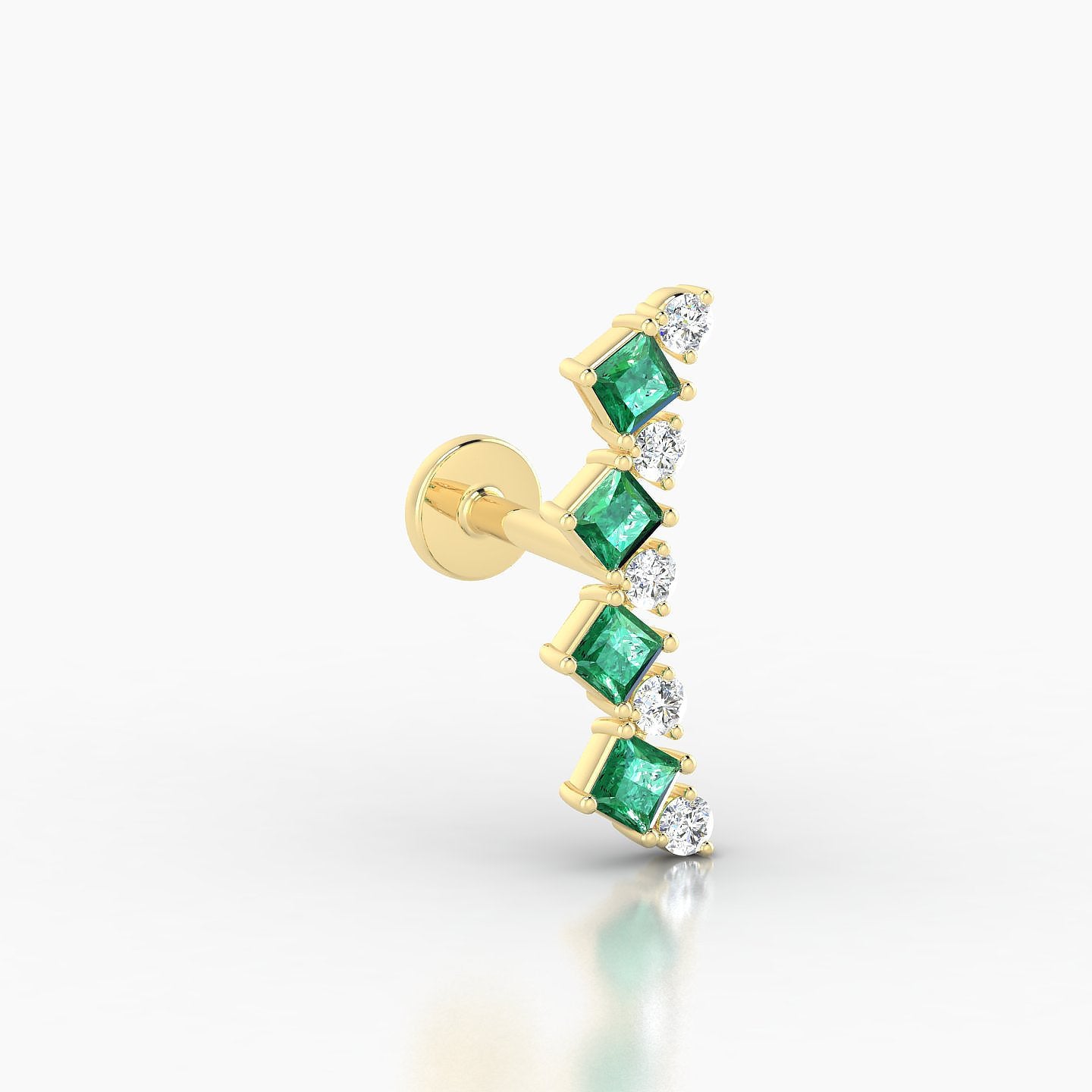 Ariana L | 18k Yellow Gold 6.5 mm 14.5 mm Emerald & Diamond Piercing