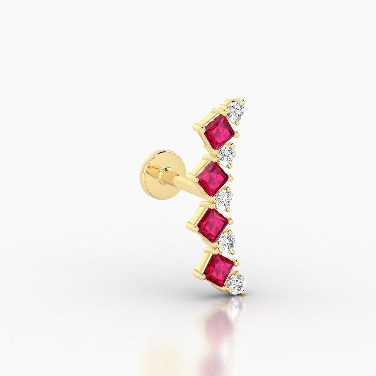 Ariana L | 18k Yellow Gold 6.5 mm 14.5 mm Ruby & Diamond Piercing