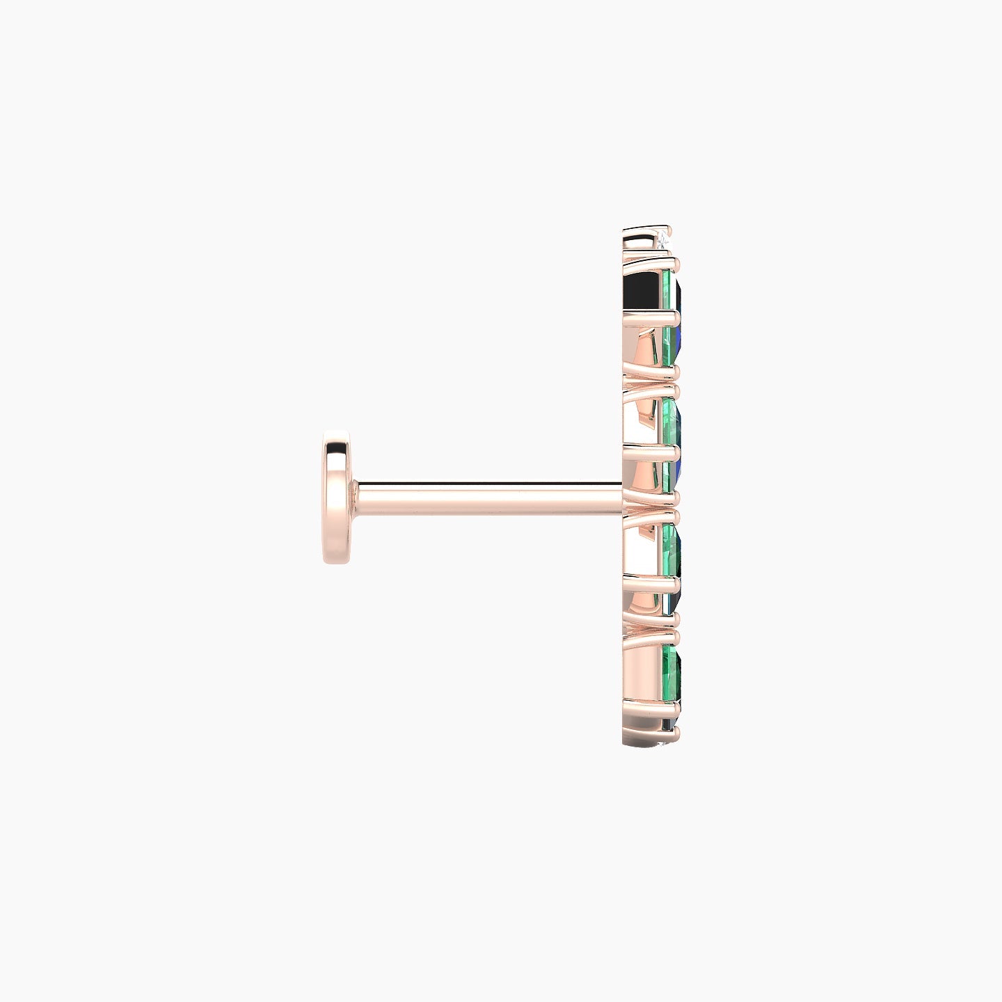Ariana L | 18k Rose Gold 6.5 mm 14.5 mm Emerald & Diamond Piercing