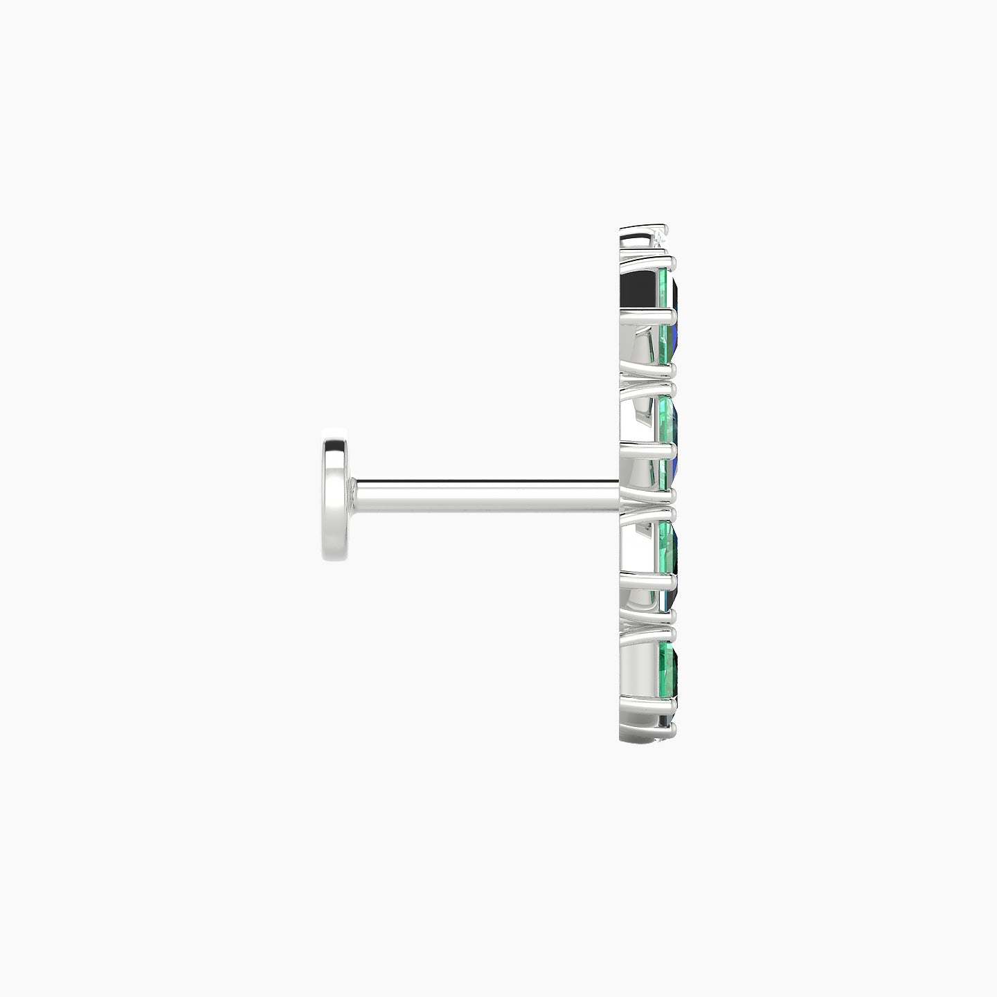 Ariana L | 18k White Gold 6.5 mm 14.5 mm Emerald & Diamond Piercing