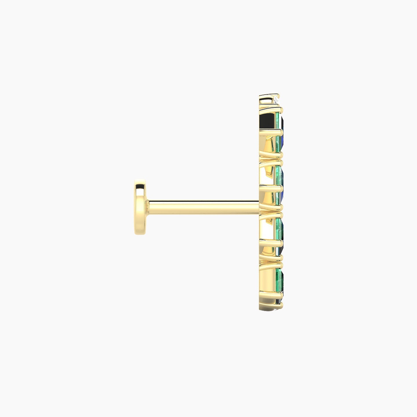 Ariana L | 18k Yellow Gold 6.5 mm 14.5 mm Emerald & Diamond Piercing