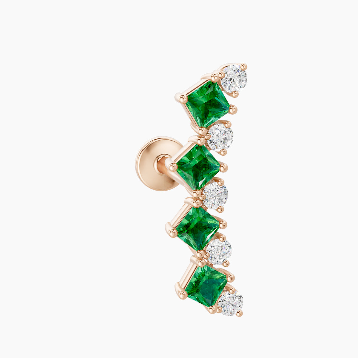 Ariana L | 18k Rose Gold 8 mm 14.5 mm Emerald & Diamond Piercing