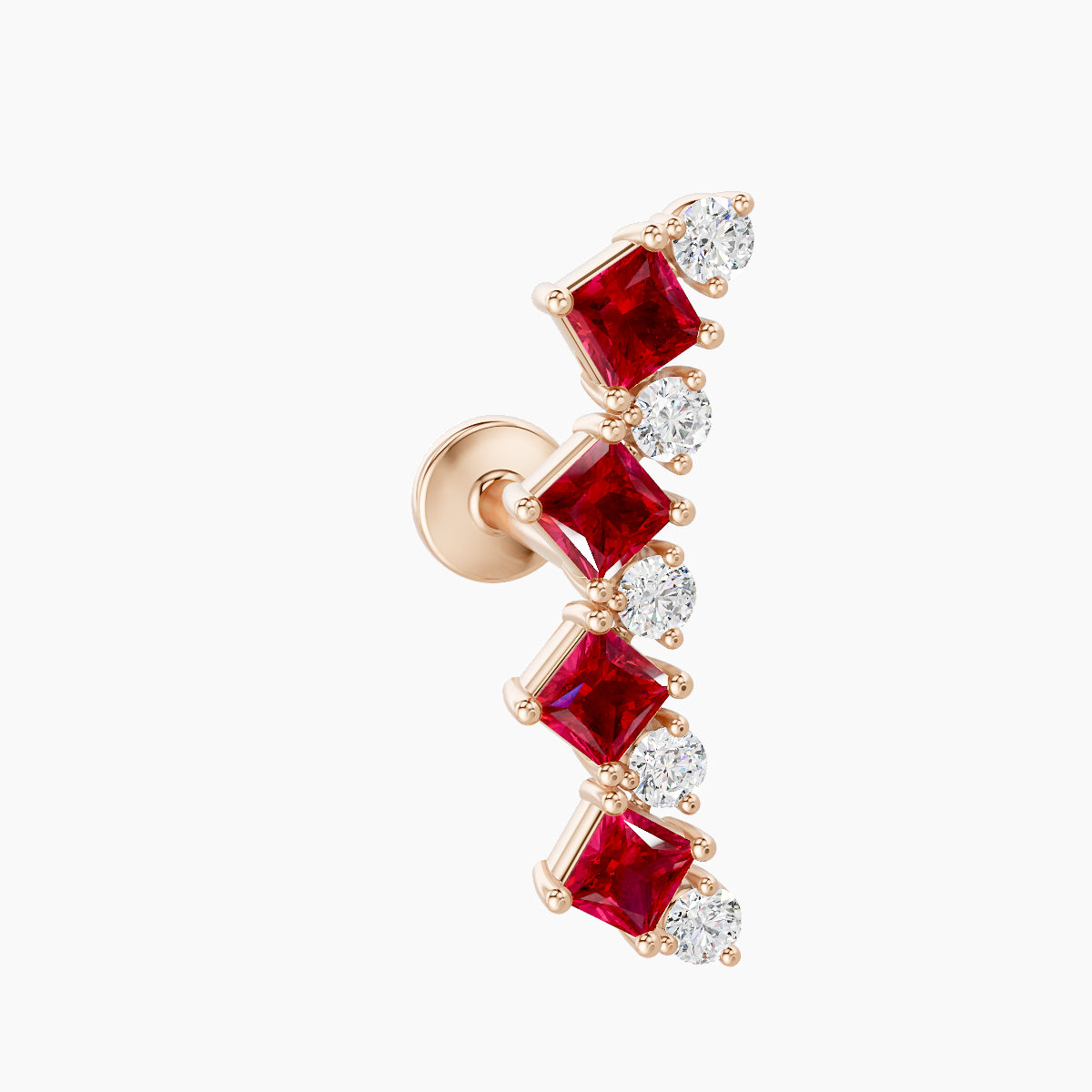 Ariana L | 18k Rose Gold 8 mm 14.5 mm Ruby & Diamond Piercing