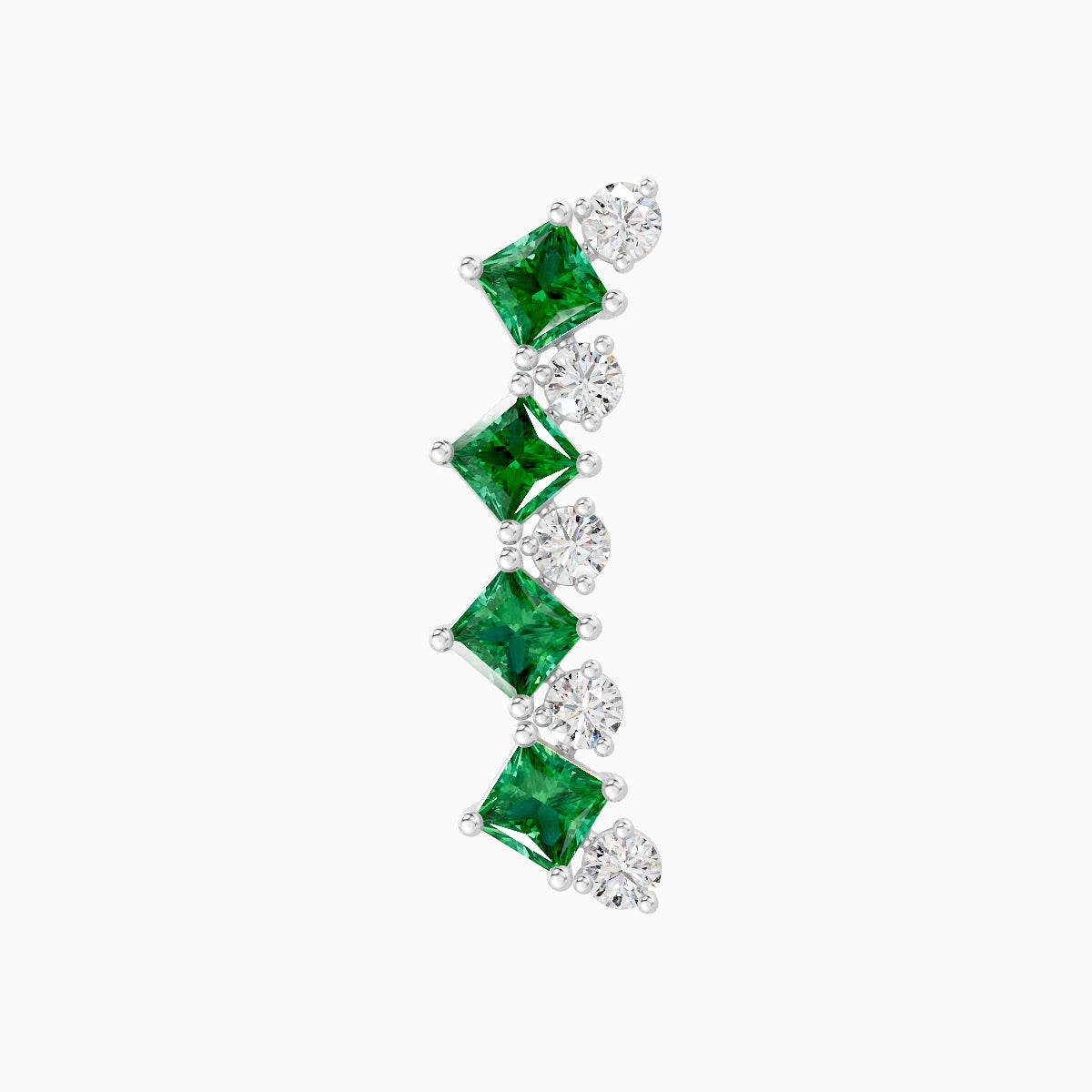 Ariana L | 18k White Gold 8 mm 14.5 mm Emerald & Diamond Piercing