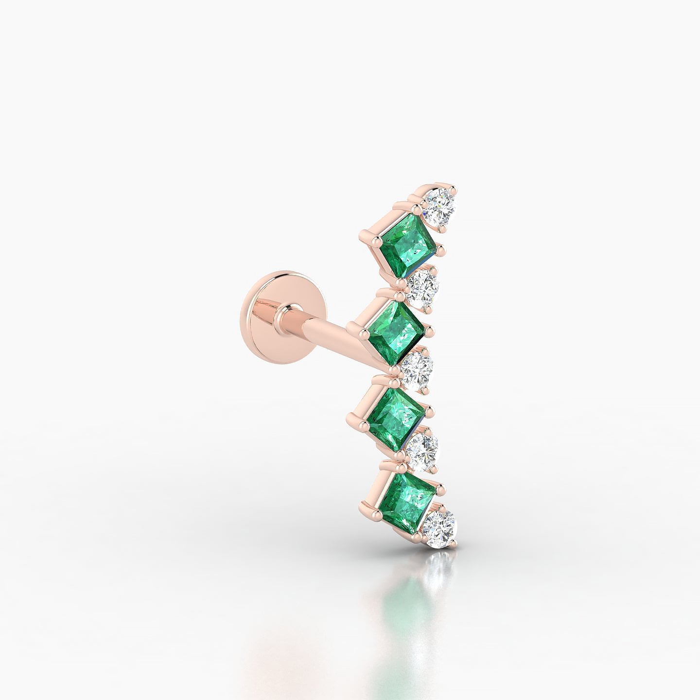 Ariana L | 18k Rose Gold 8 mm 14.5 mm Emerald & Diamond Piercing