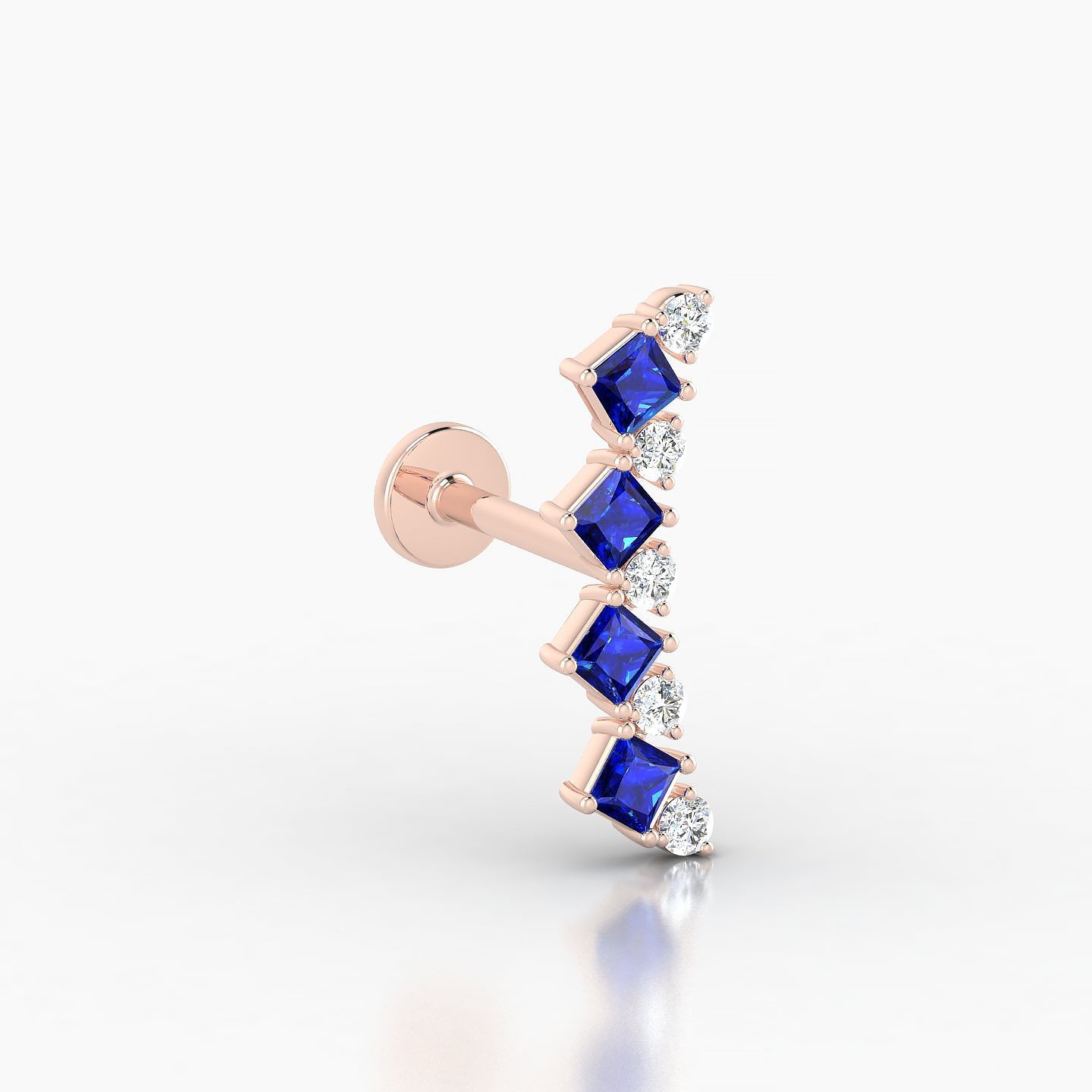 Ariana L | 18k Rose Gold 8 mm 14.5 mm Sapphire & Diamond Piercing