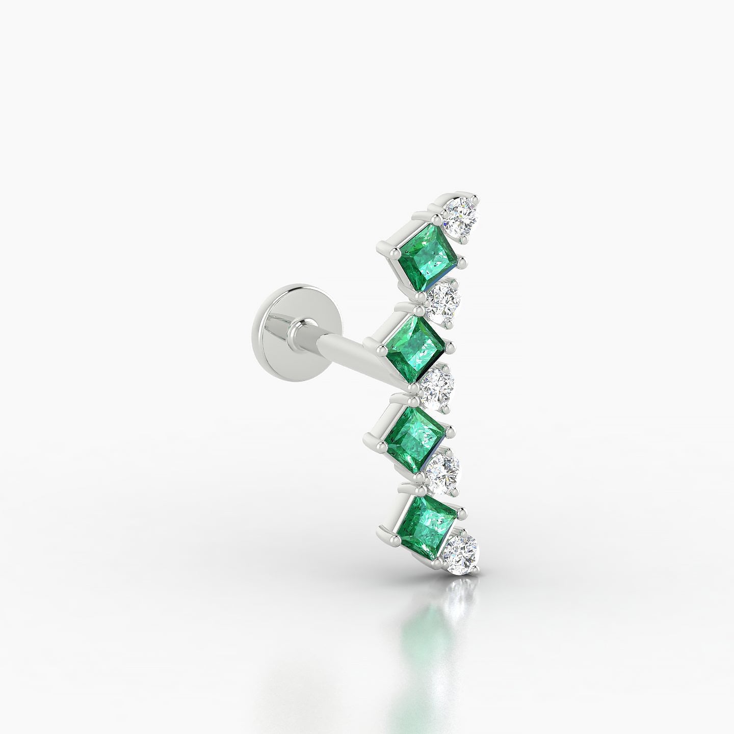 Ariana L | 18k White Gold 8 mm 14.5 mm Emerald & Diamond Piercing