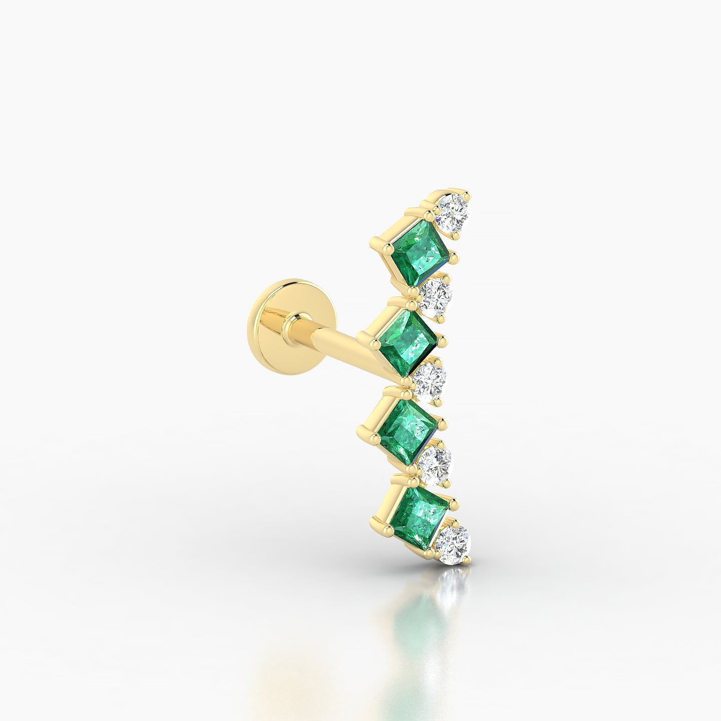 Ariana L | 18k Yellow Gold 8 mm 14.5 mm Emerald & Diamond Piercing