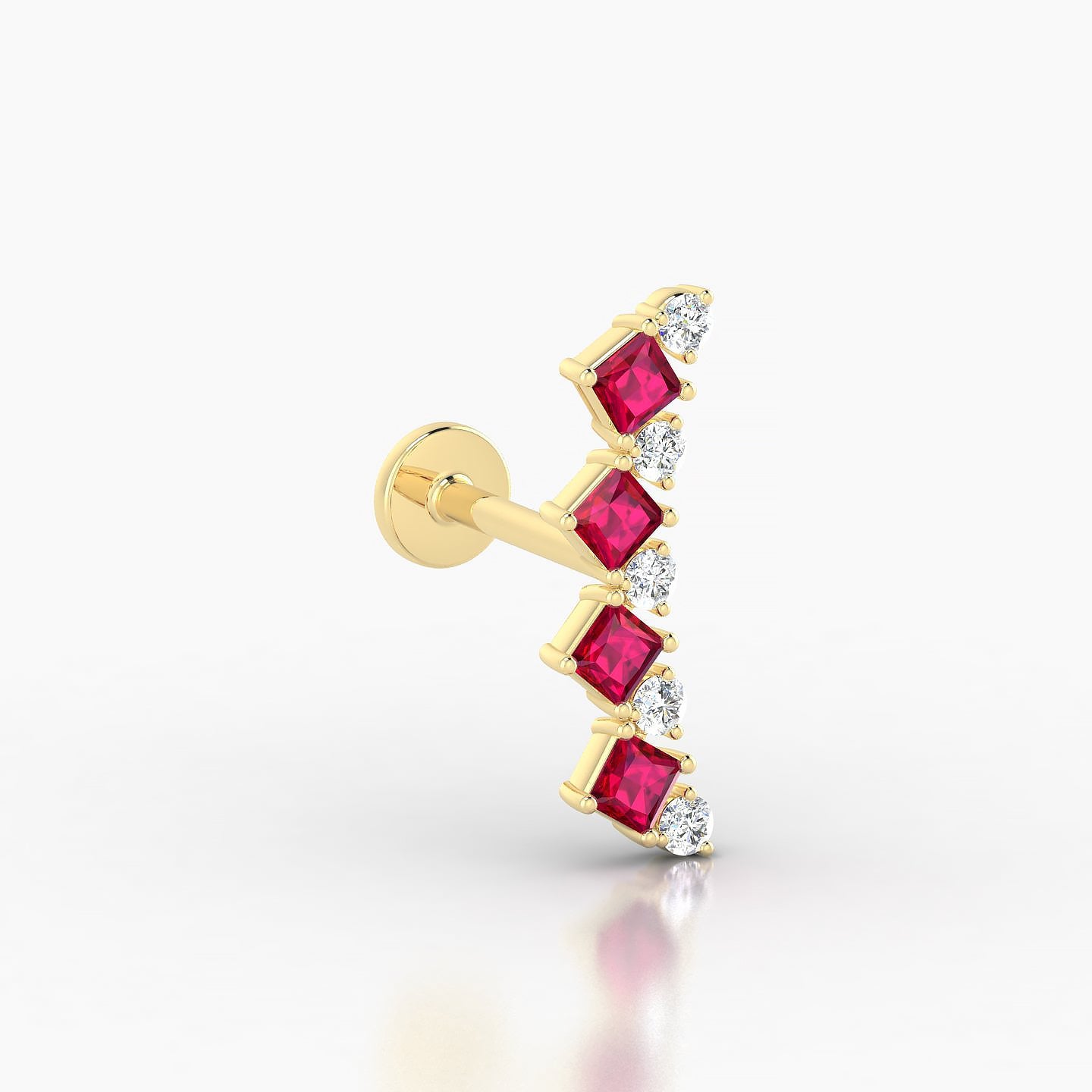 Ariana L | 18k Yellow Gold 8 mm 14.5 mm Ruby & Diamond Piercing