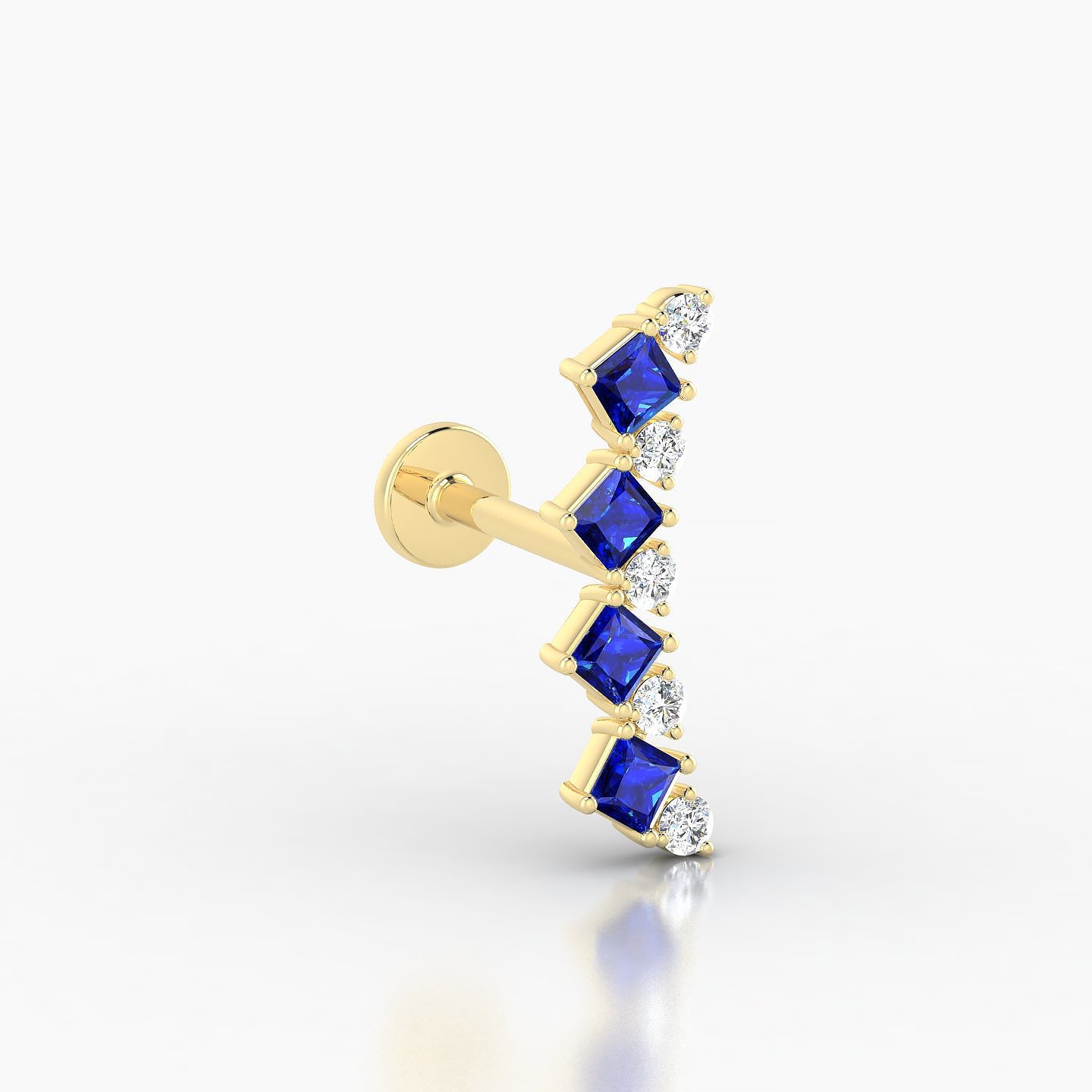 Ariana L | 18k Yellow Gold 8 mm 14.5 mm Sapphire & Diamond Piercing