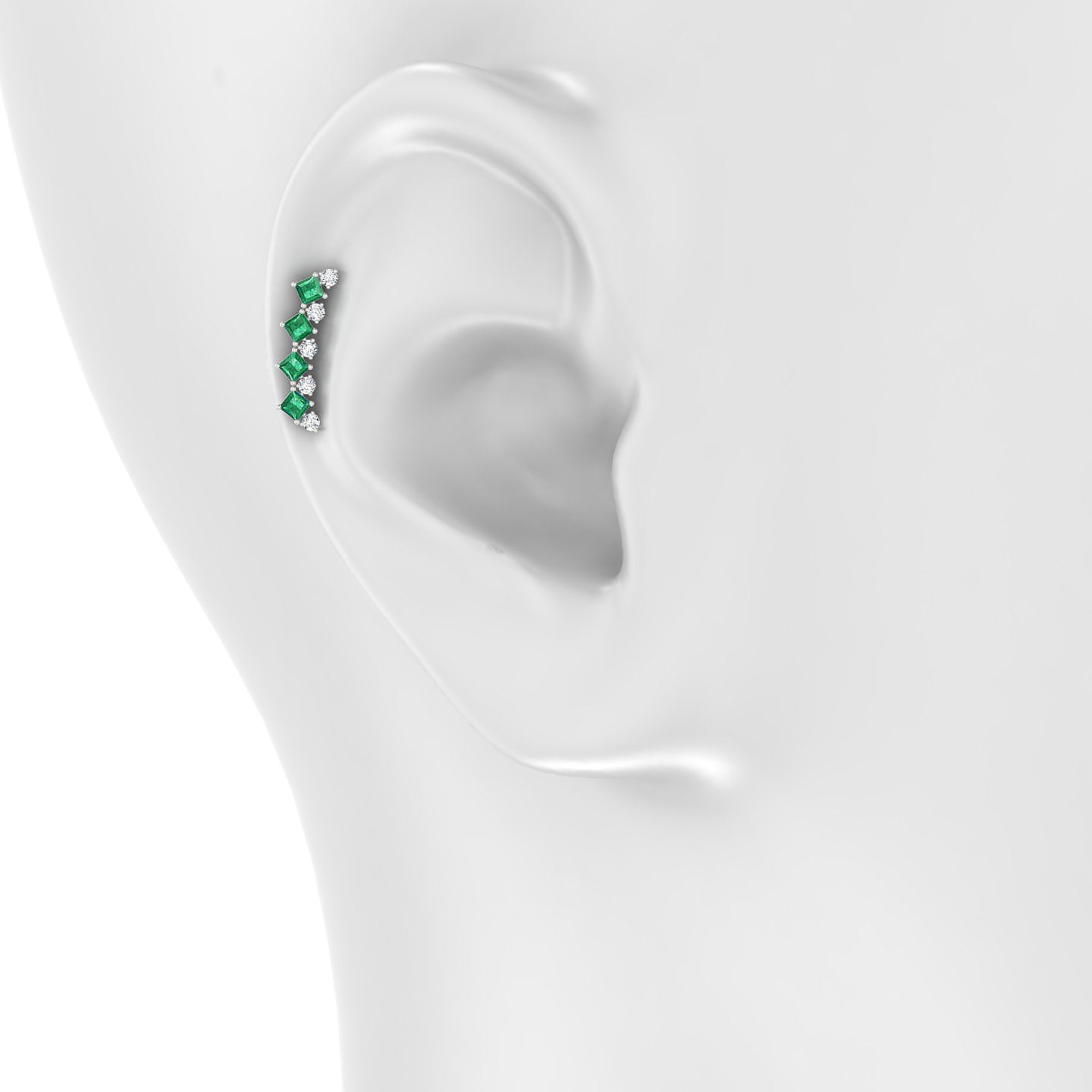 Ariana L | 18k White Gold 8 mm 14.5 mm Emerald & Diamond Piercing
